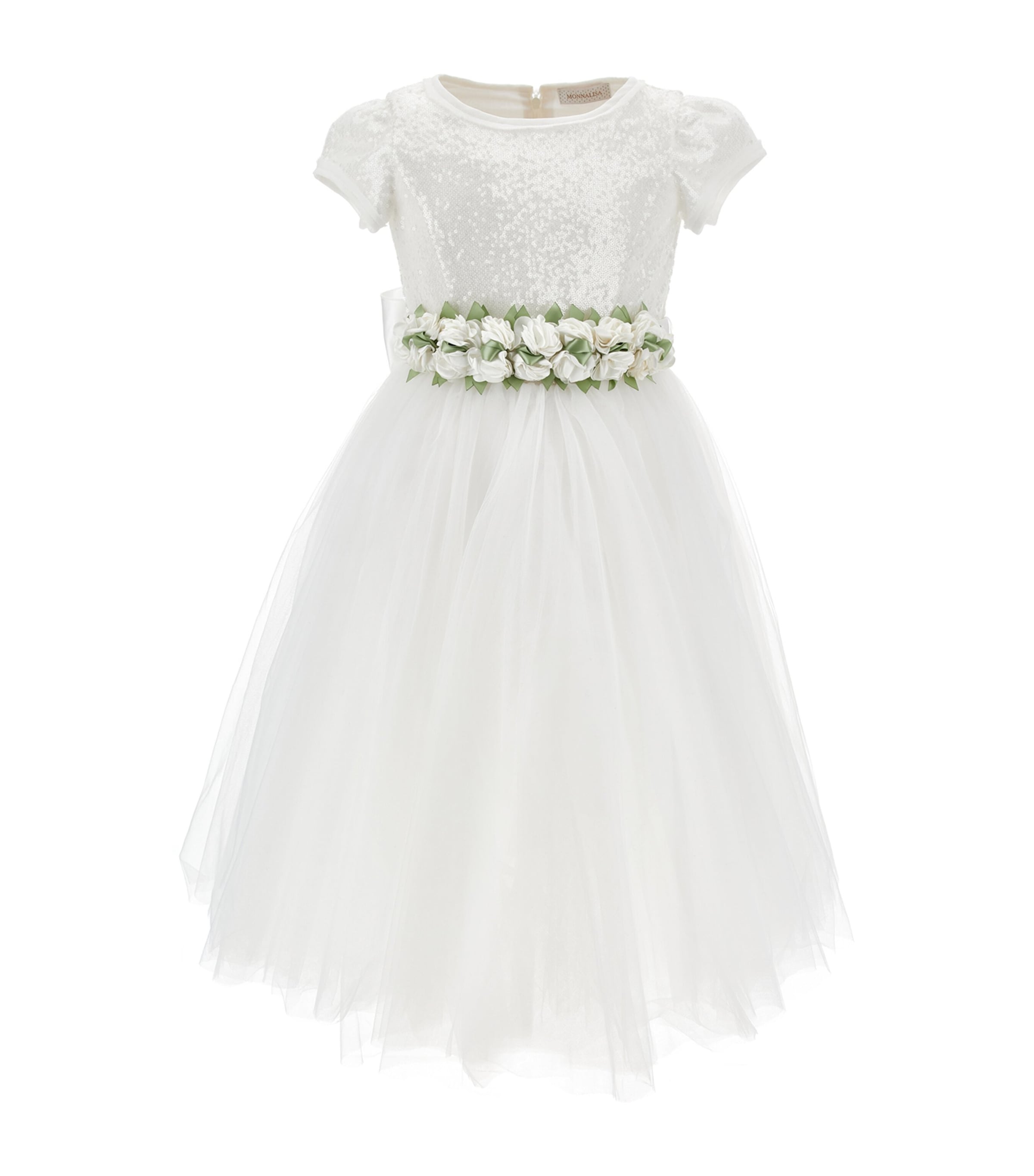 Monnalisa White Sequin-Embellished Dress (2-16 Years)