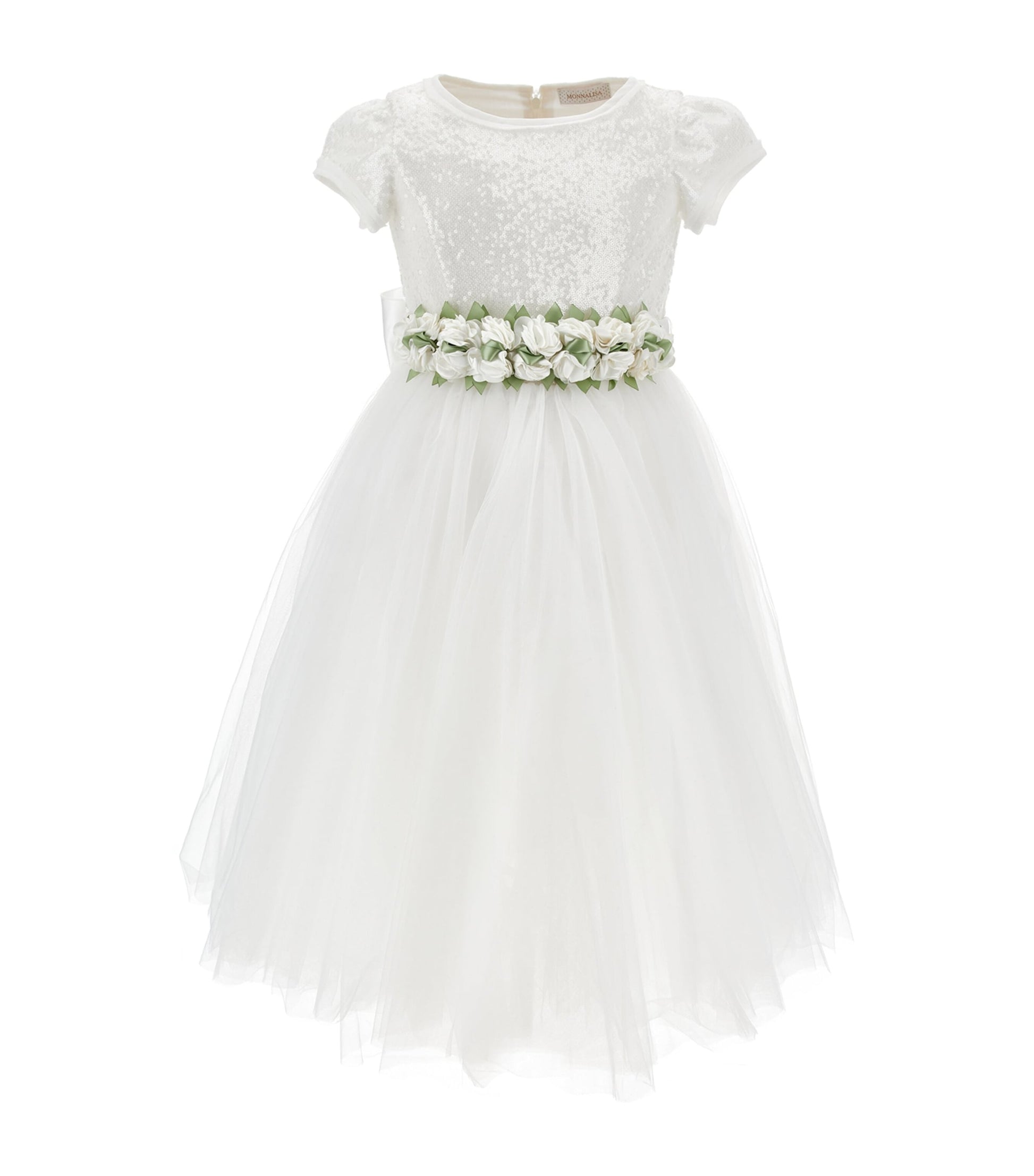 Monnalisa White Sequin-Embellished Dress (2-16 Years)