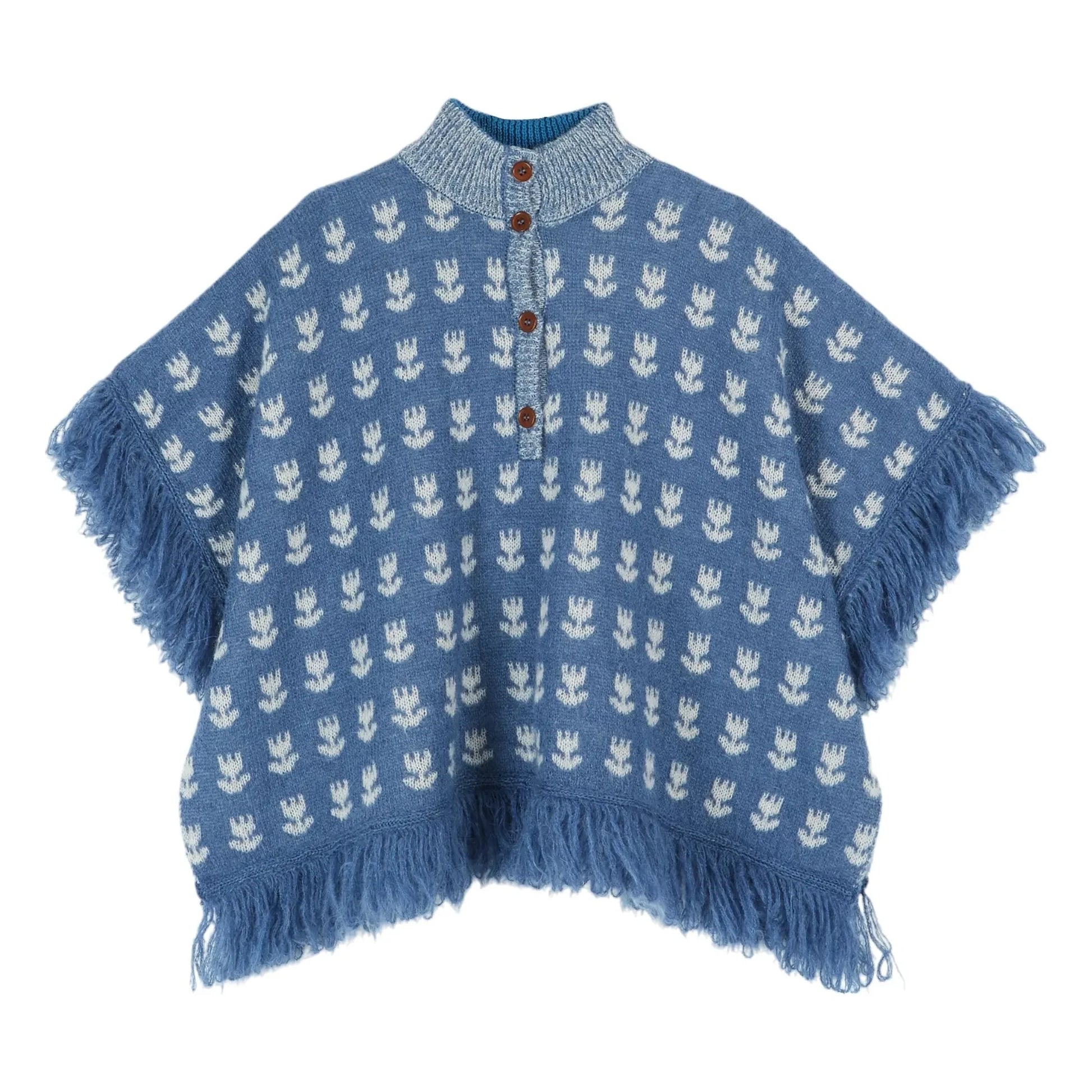 Emile et Ida - Tulip Wool Poncho | Blue