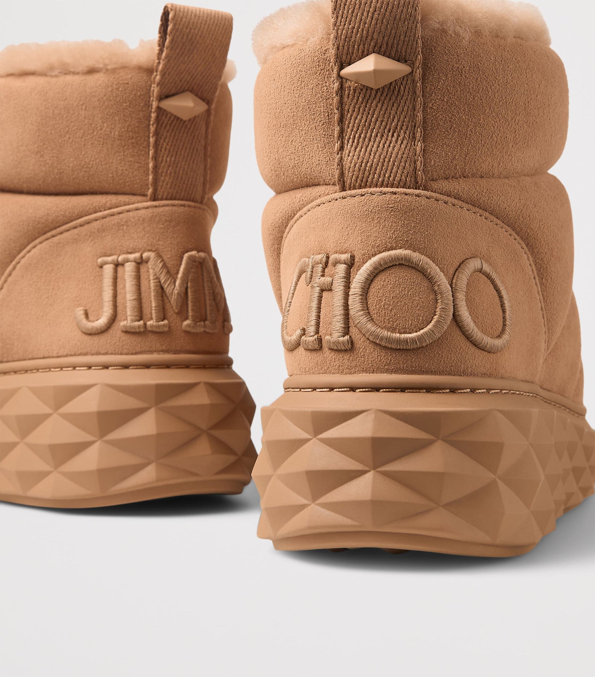 Jimmy Choo Beige Xan Suede-Shearling Snow Boots