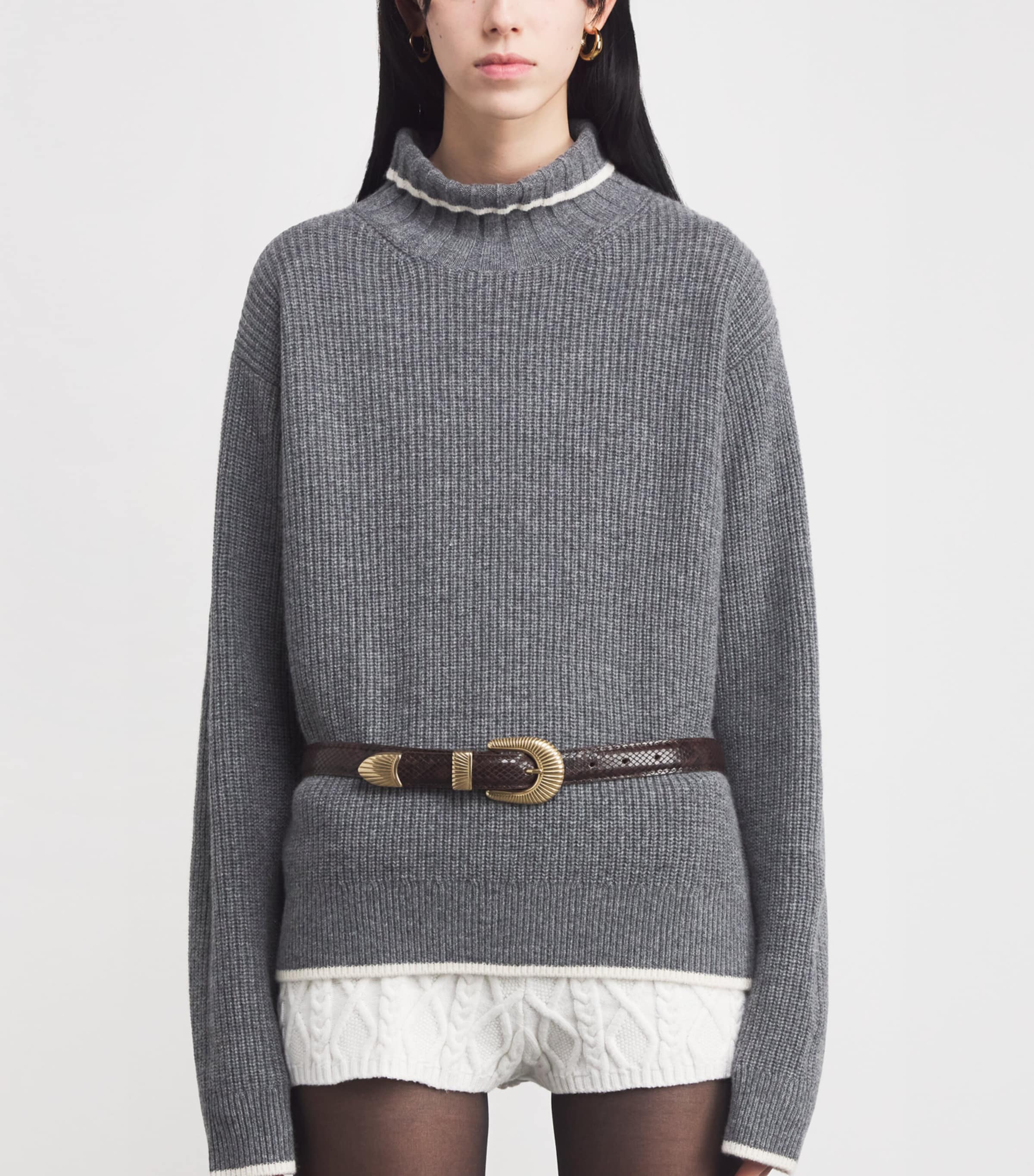 Sandro Paris Brown Leather Python-Effect Belt