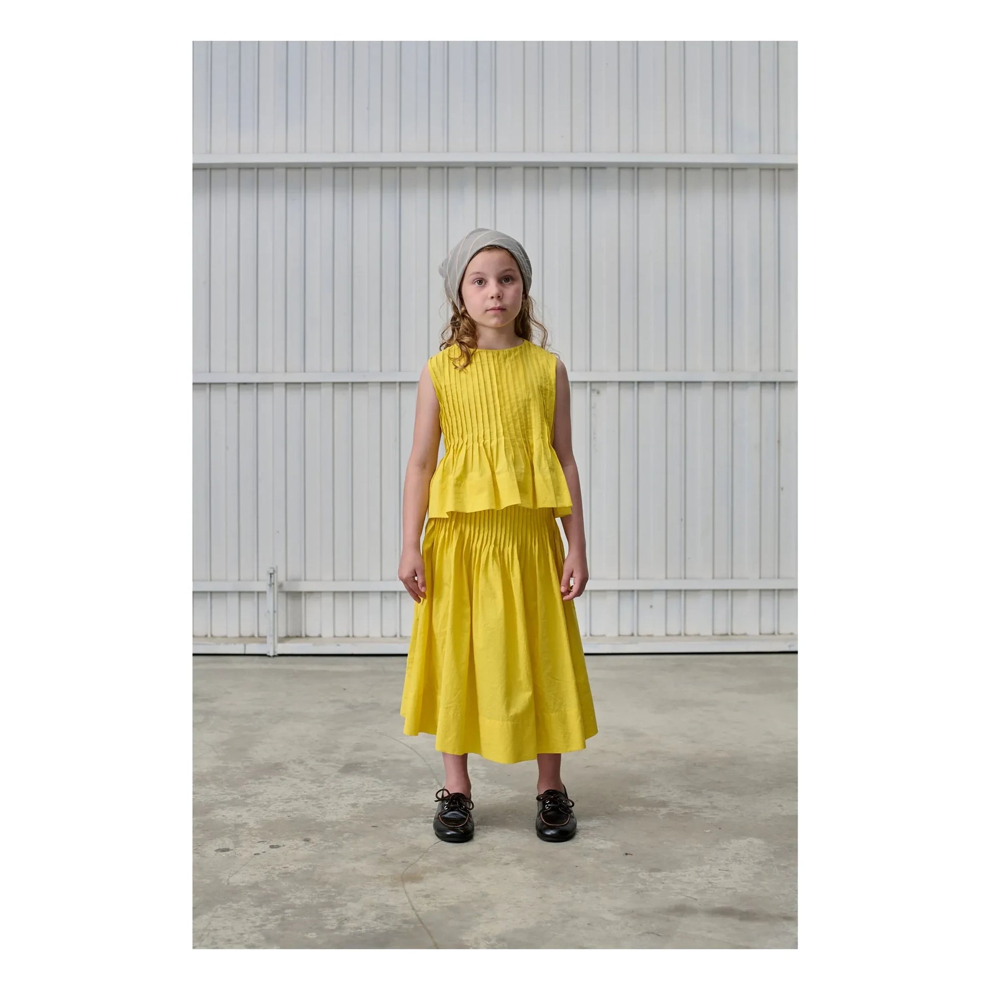Tangerine - Pleated midi skirt | Yellow