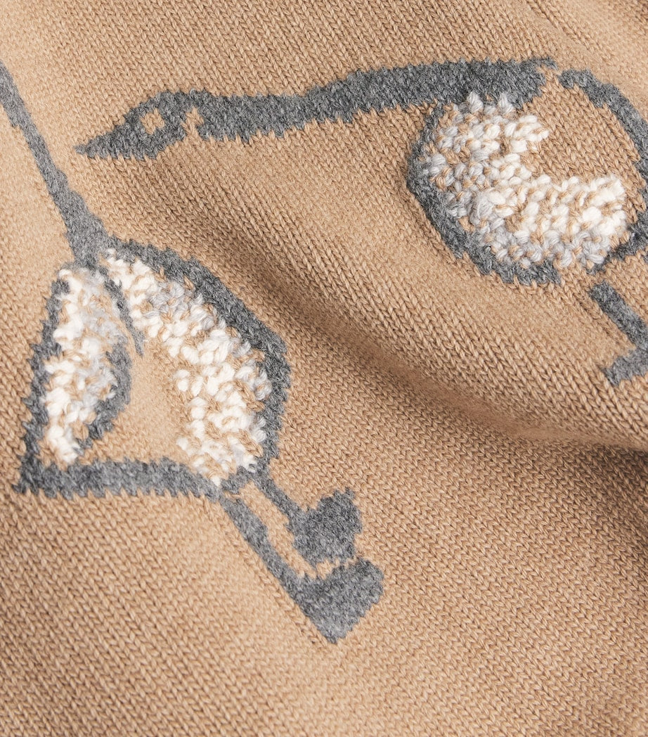 Brown Merino Wool Geese Half-Zip Jumper