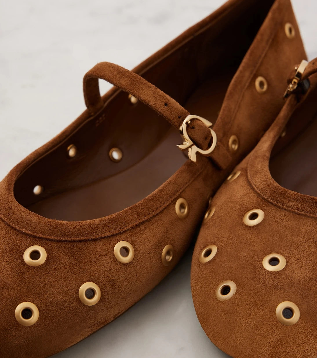 Gianvito Rossi - Studded suede Mary Jane flats
