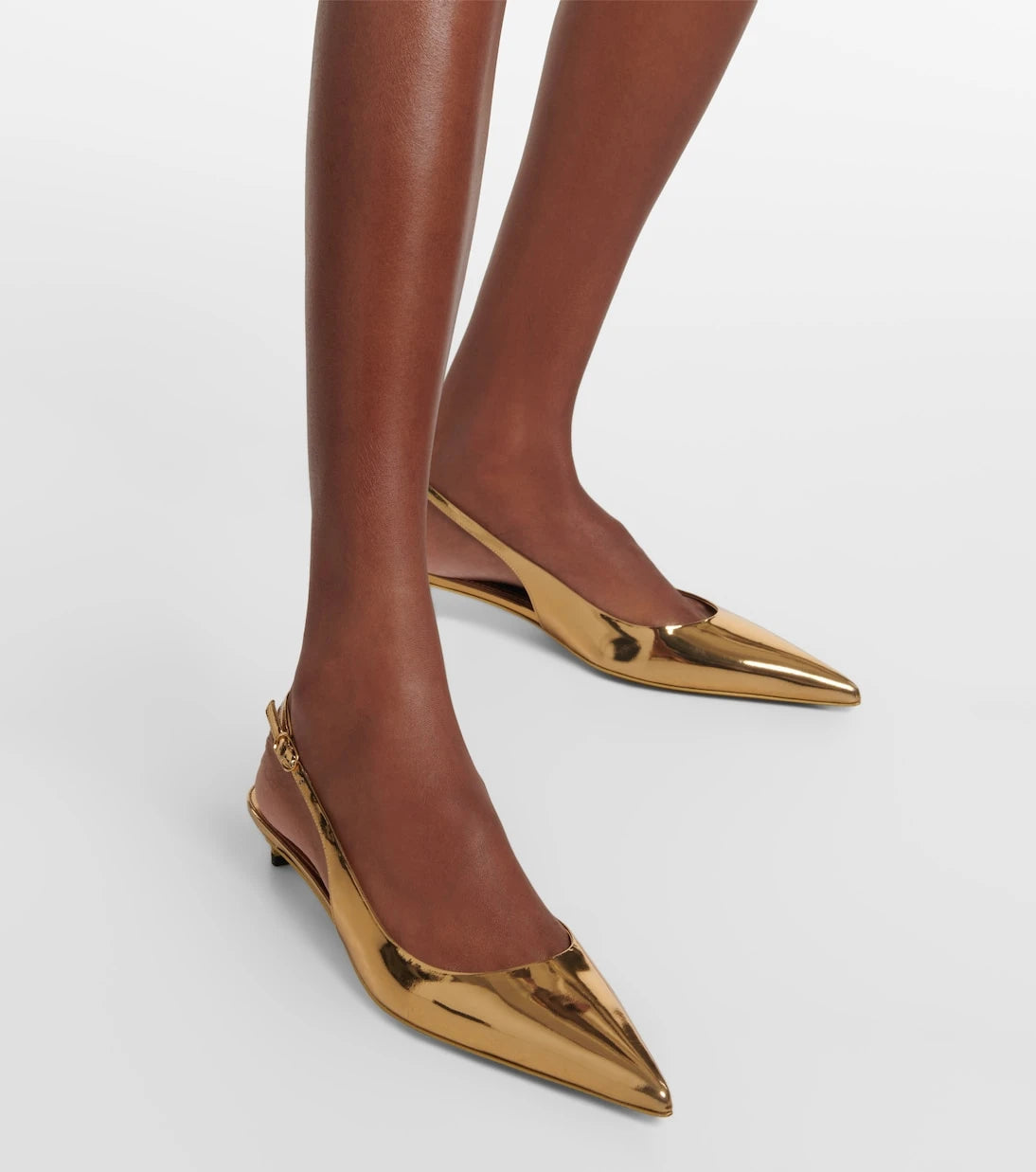 Dolce&Gabbana - Metallic patent leather slingback pumps