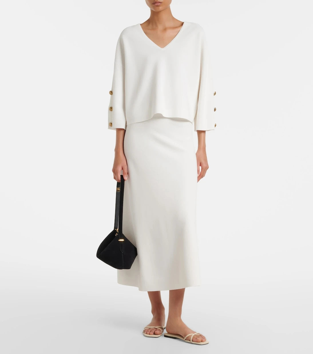 Max Mara - Crêpe midi skirt