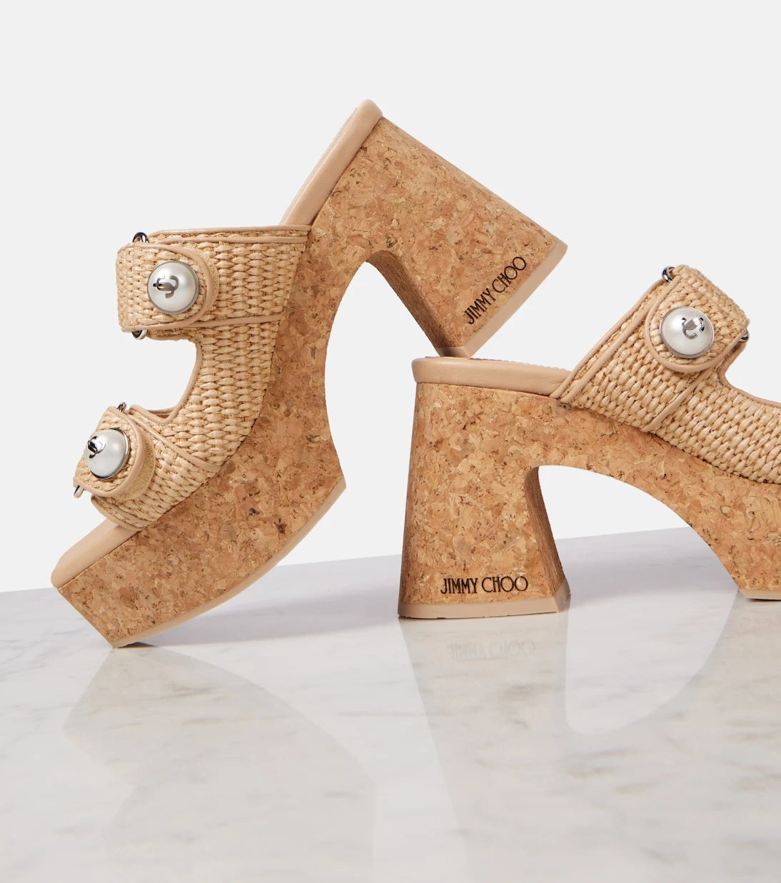 Jimmy Choo - Fayence 95 platform mules