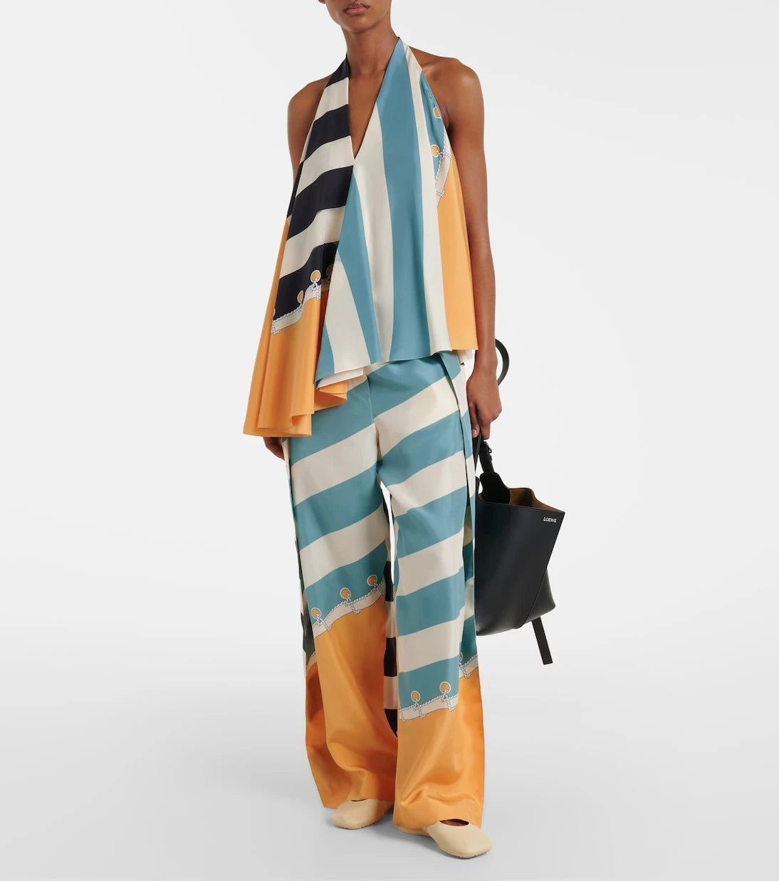 Loewe - Printed silk wide-leg pants