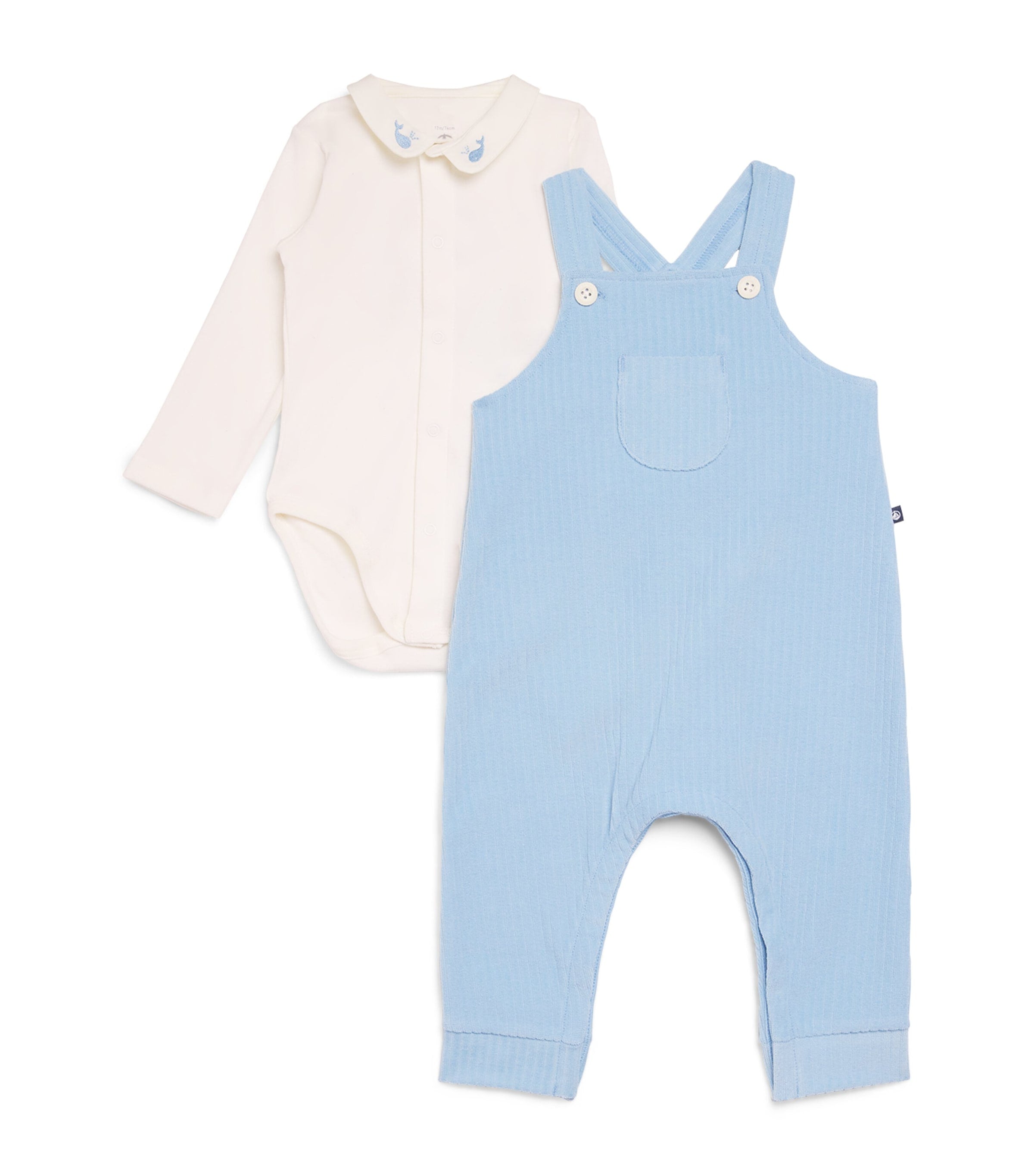 Petit Bateau Cotton Bodysuit and Dungarees Set (1-18 Months)