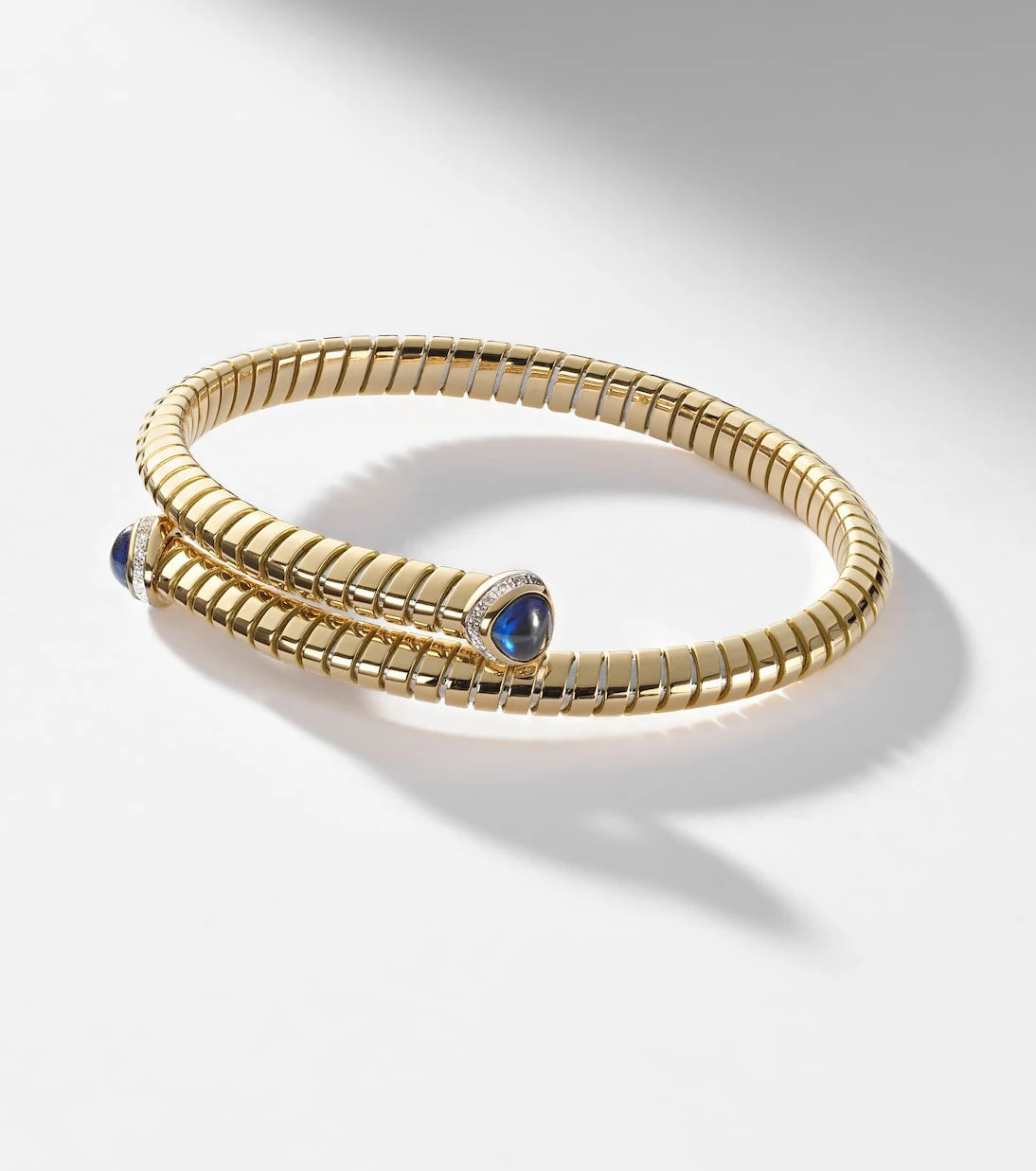 Marina B - 18kt yellow gold bangle with blue sapphires and diamonds