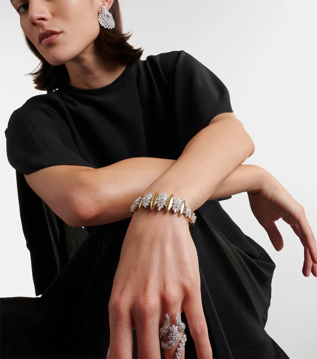 Yeprem - Golden Strada 18kt gold and white gold bangle with diamonds