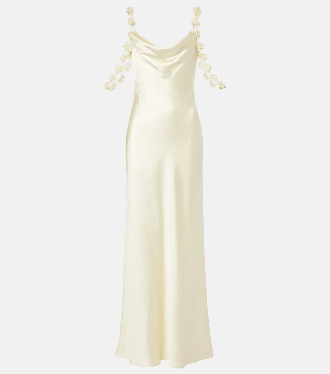 Self-Portrait - Floral-appliqué satin maxi dress