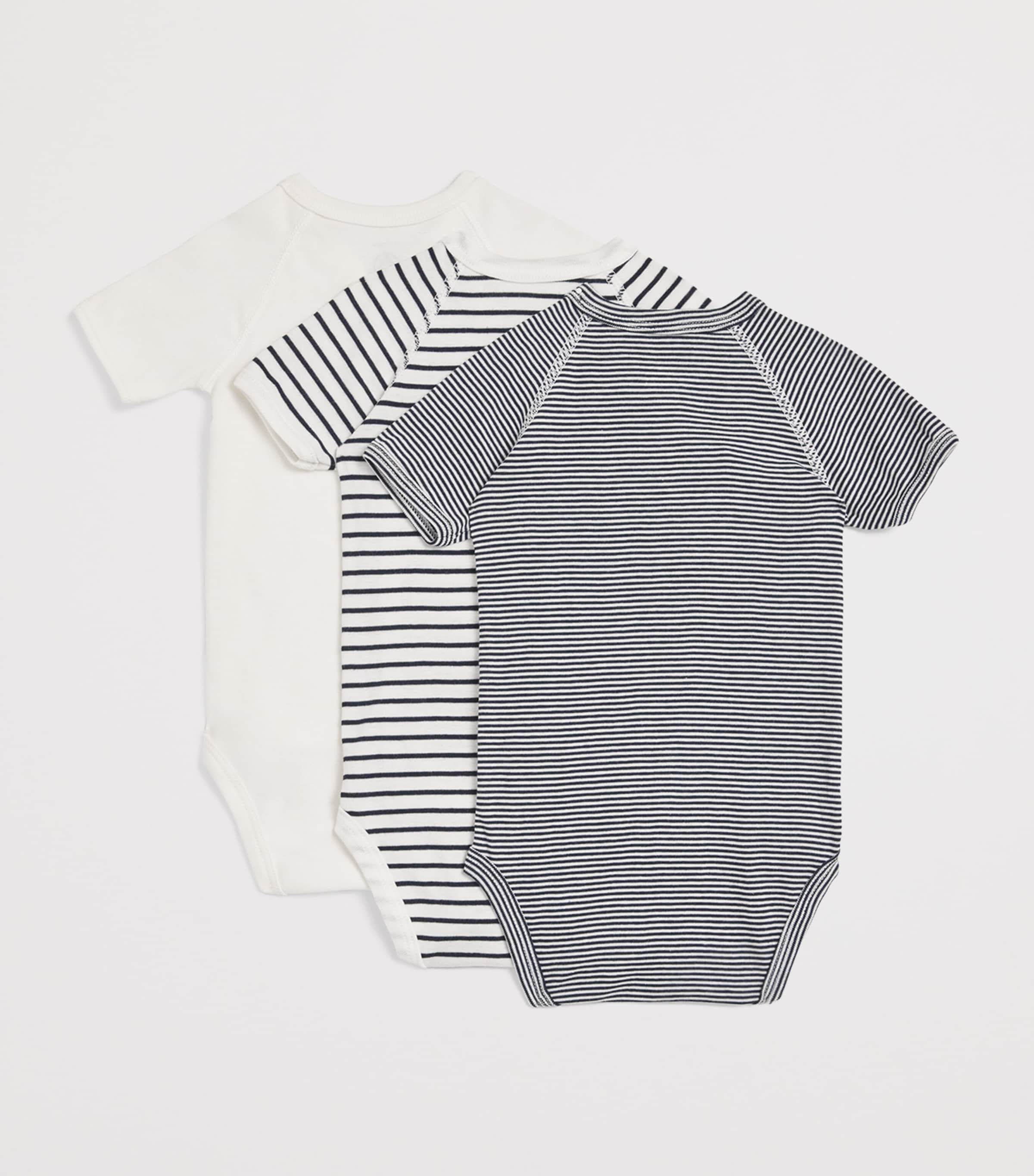Petit Bateau Set of 3 Cotton Bodysuits (Newborn - 12 Months)