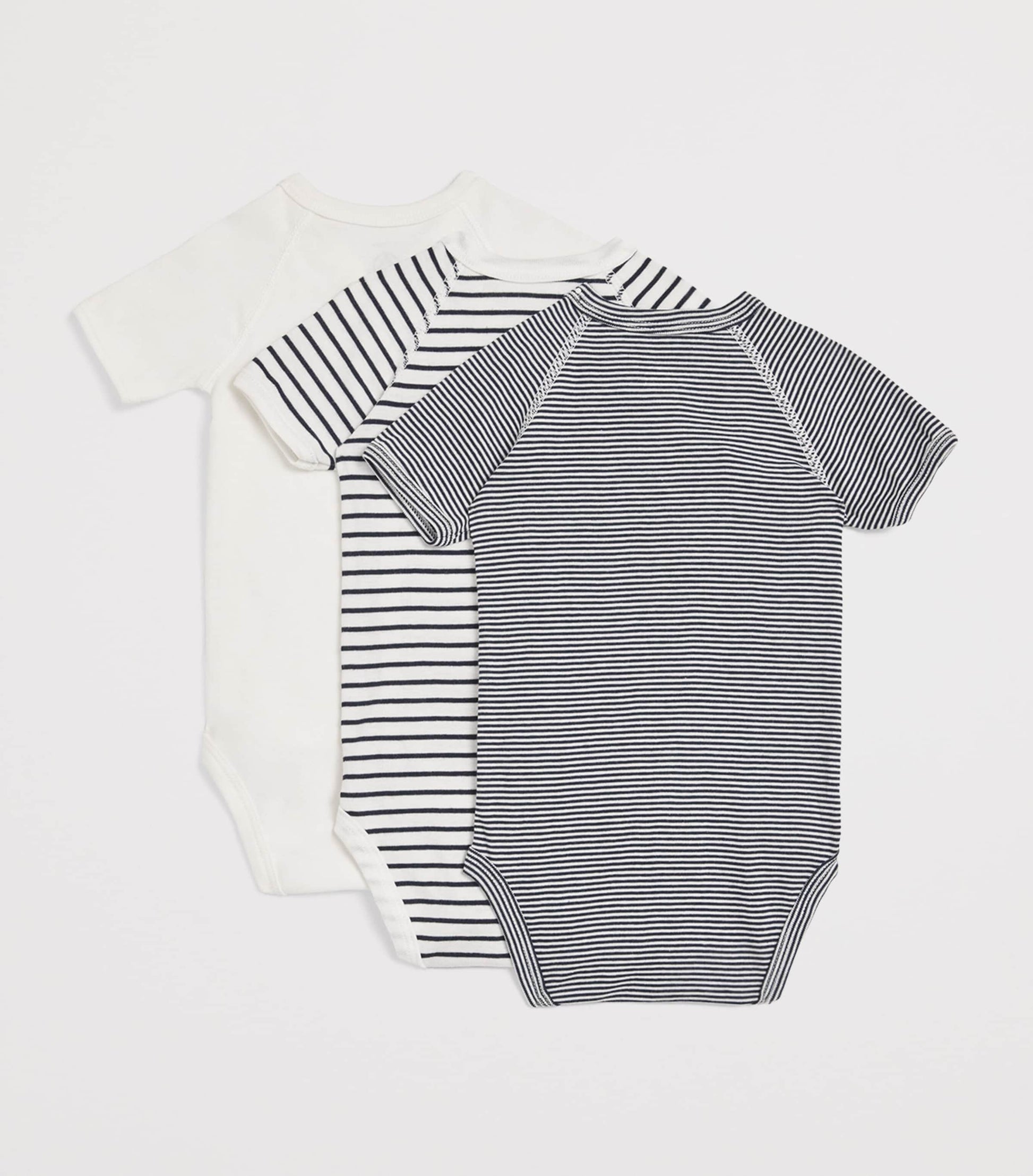Petit Bateau Set of 3 Cotton Bodysuits (Newborn - 12 Months)
