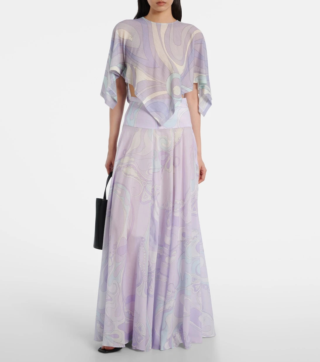 Pucci - Orchidee asymmetric wool-blend crop top
