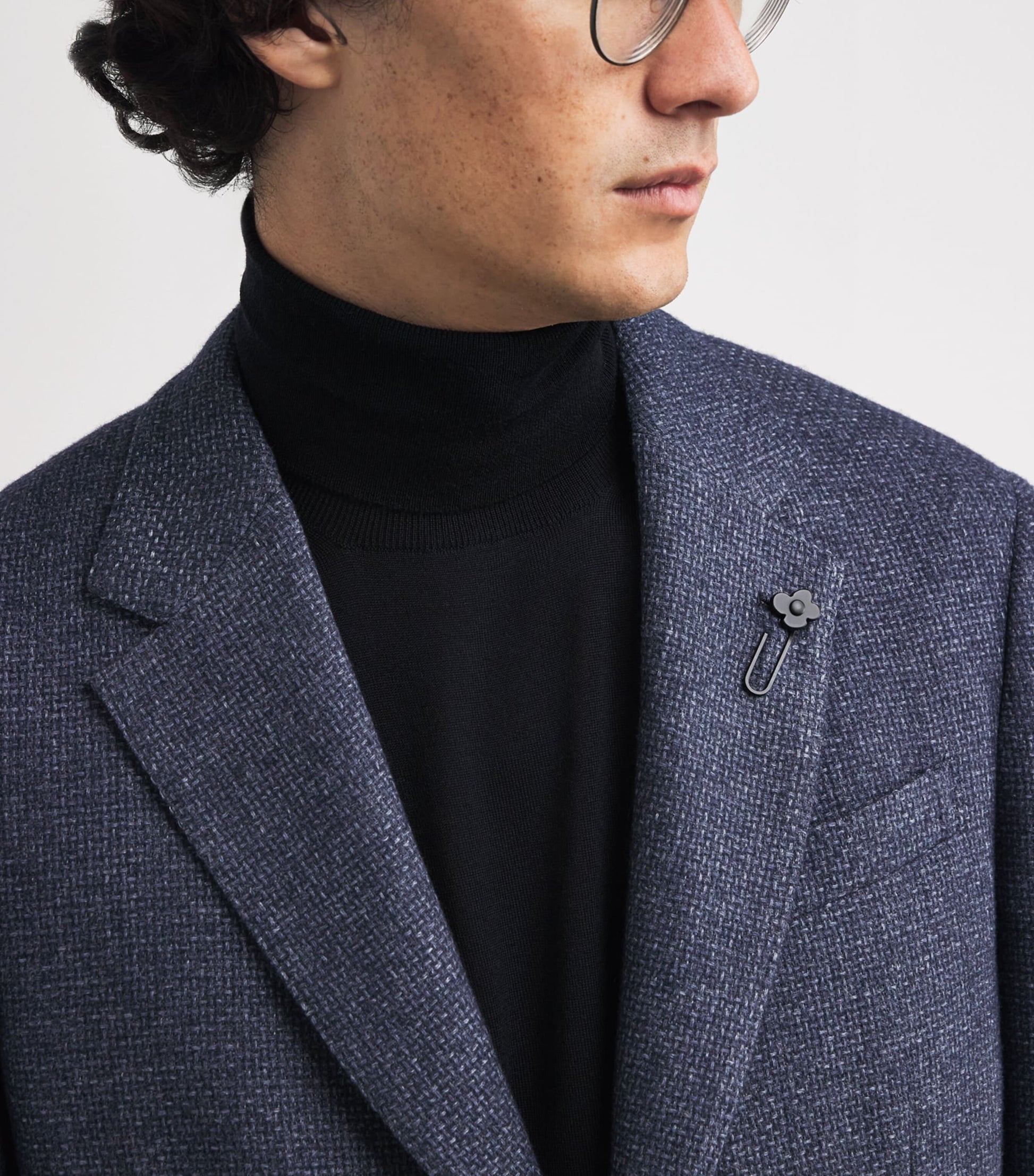 Lardini Navy Woven Single-Breasted Blazer