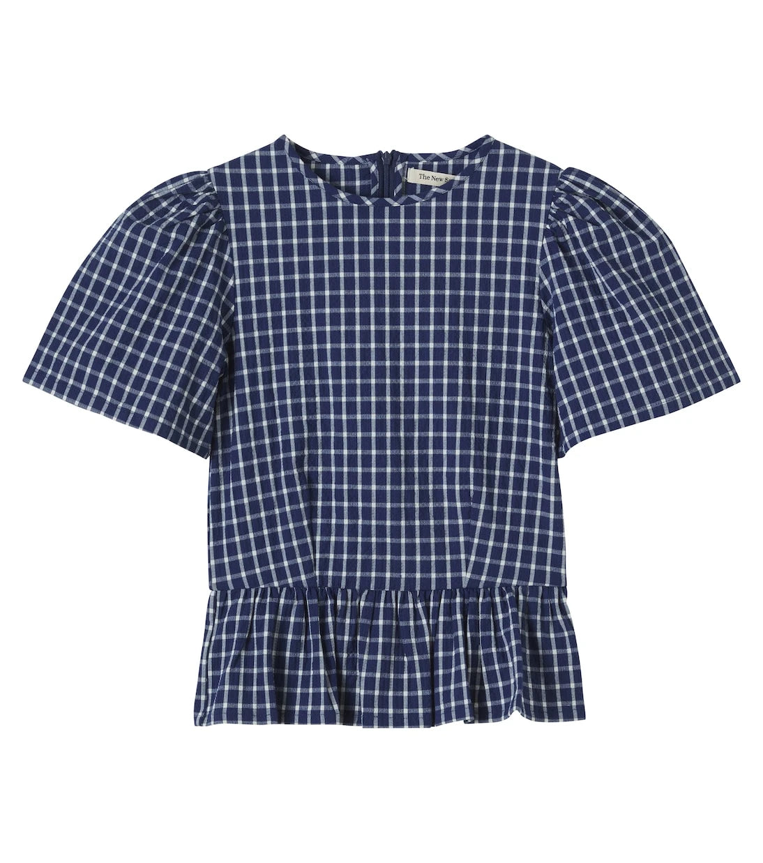 The New Society - Jasmine gingham cotton seersucker top