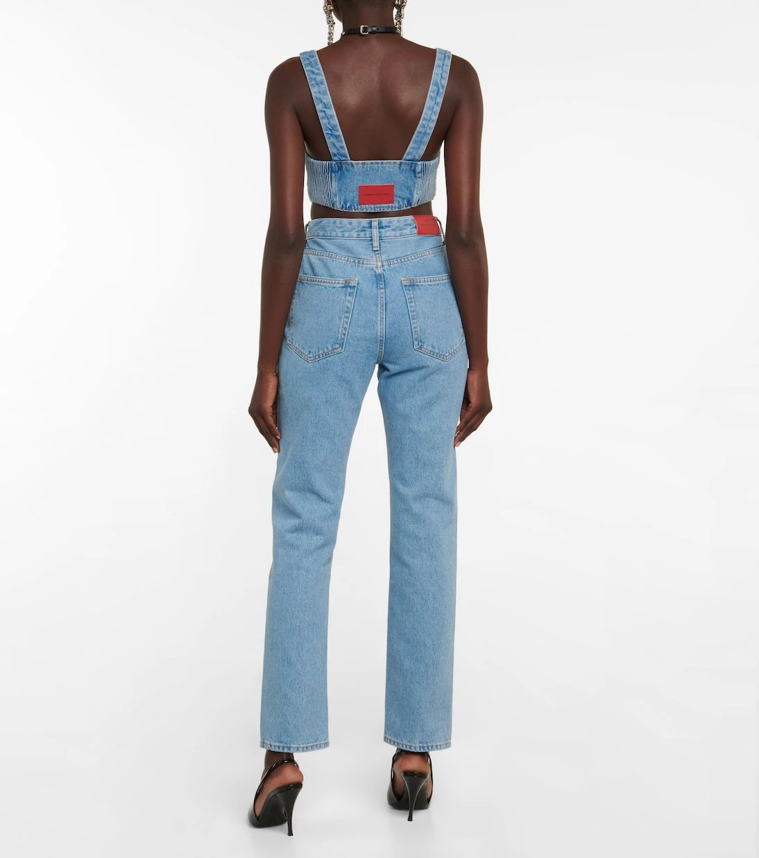 Alessandra Rich - Embellished high-rise straight jeans