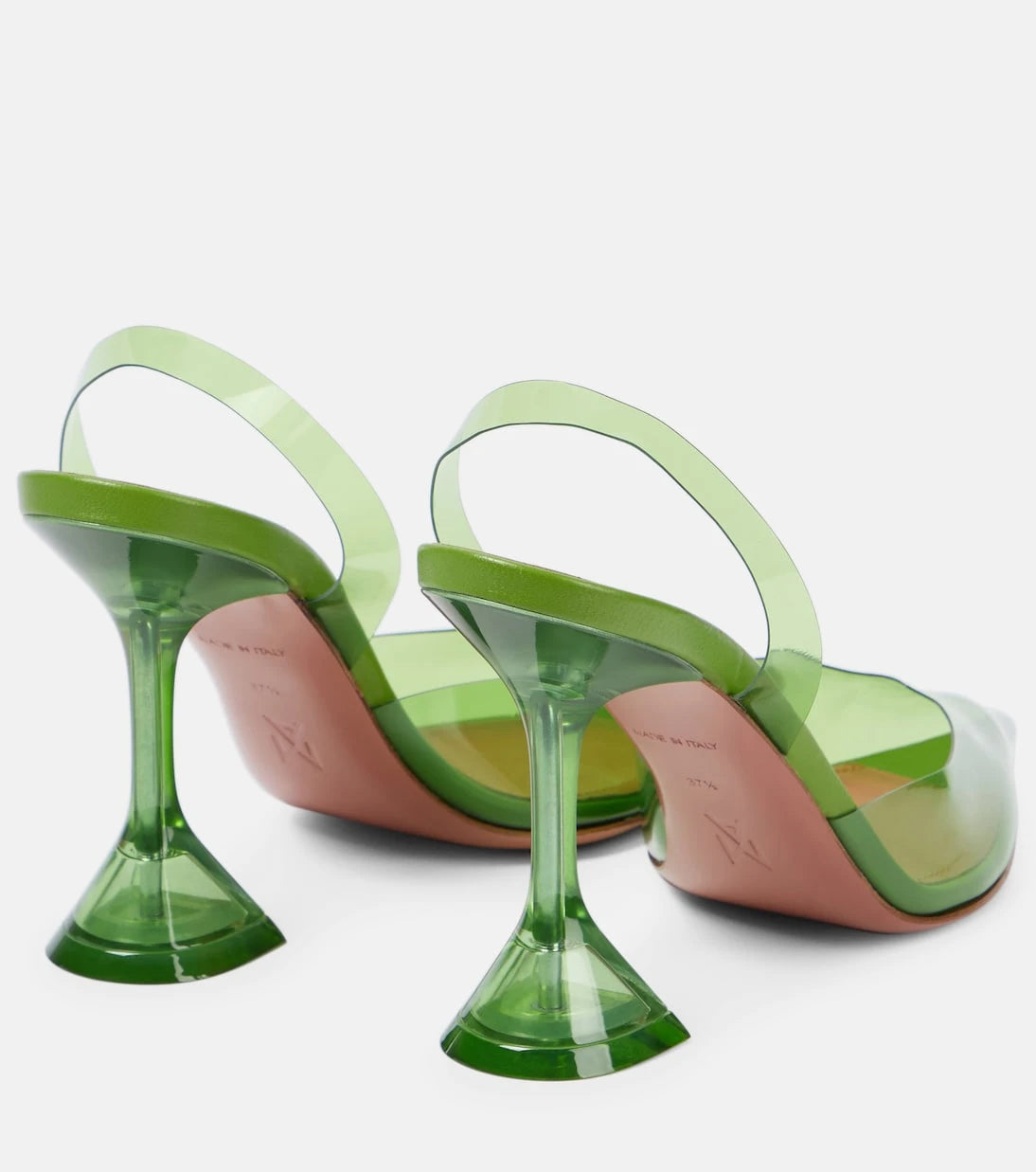 Amina Muaddi - Holli Glass PVC slingback pumps