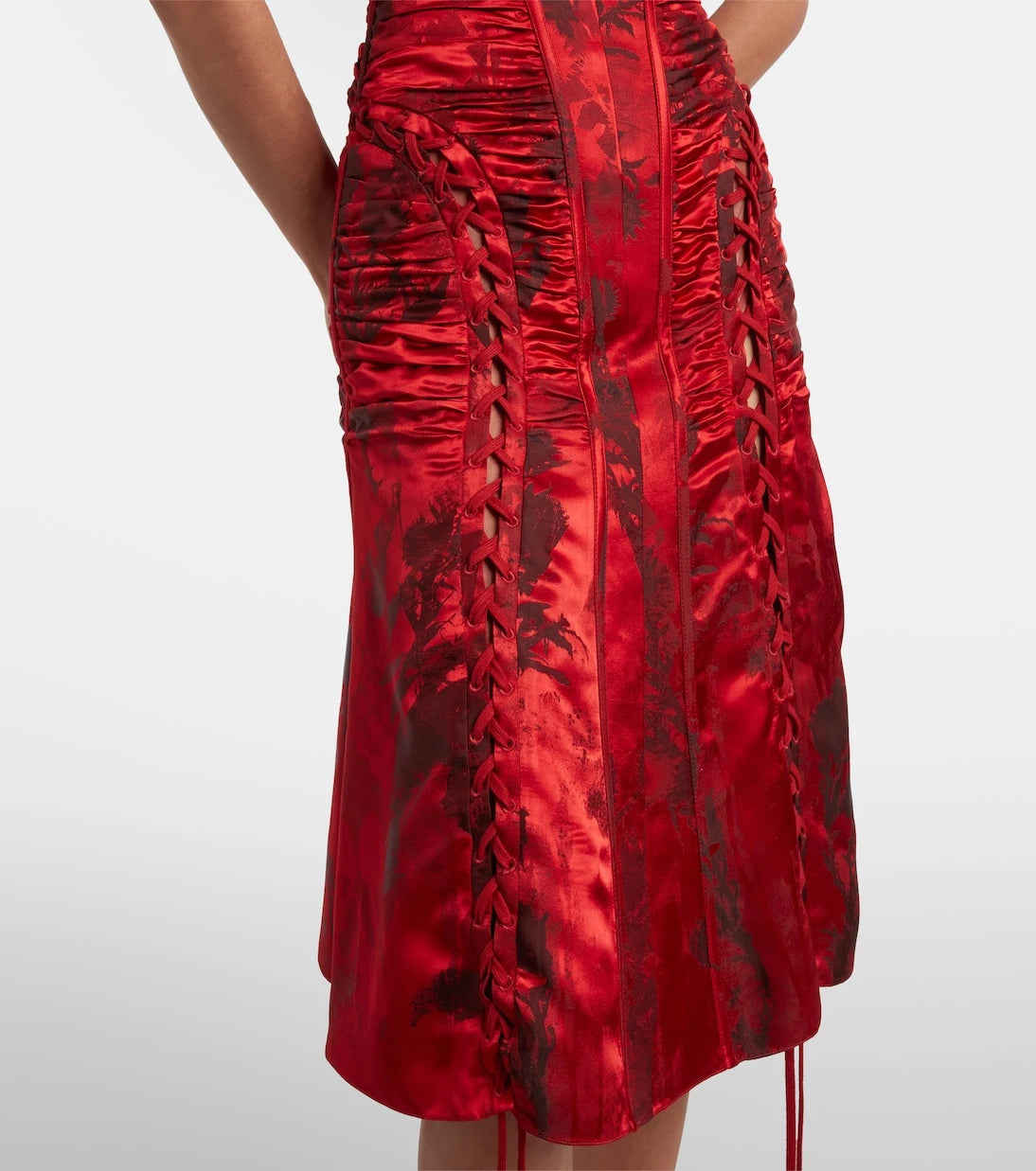 McQueen - Lace-up ruched midi dress