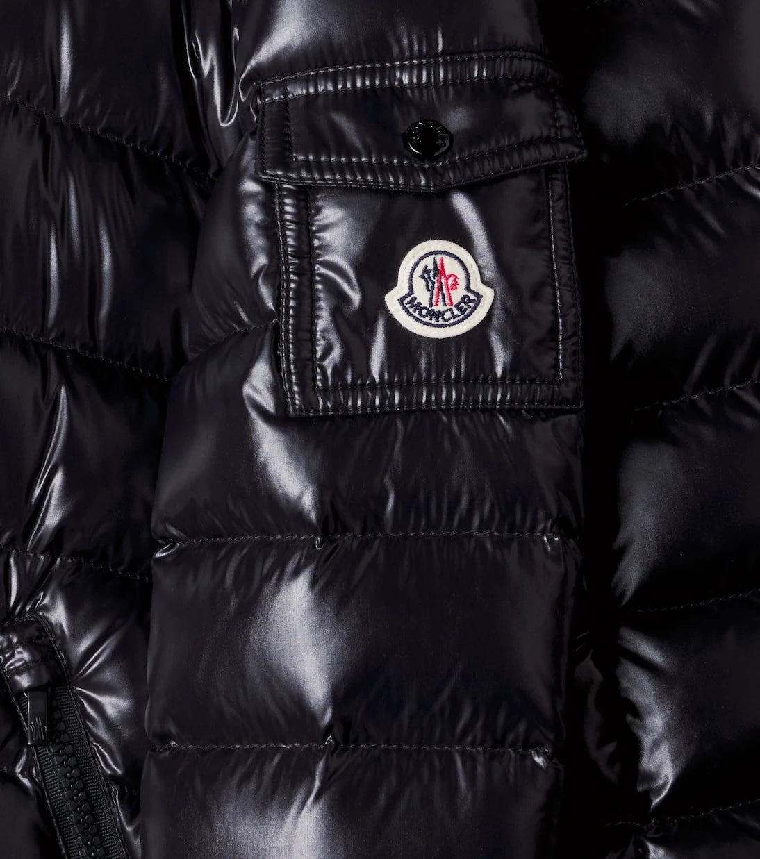 Moncler Enfant - معطف موكا لوجو المبطن بالزغب