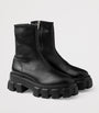 Prada Black Nappa Leather Monolith Ankle Boots
