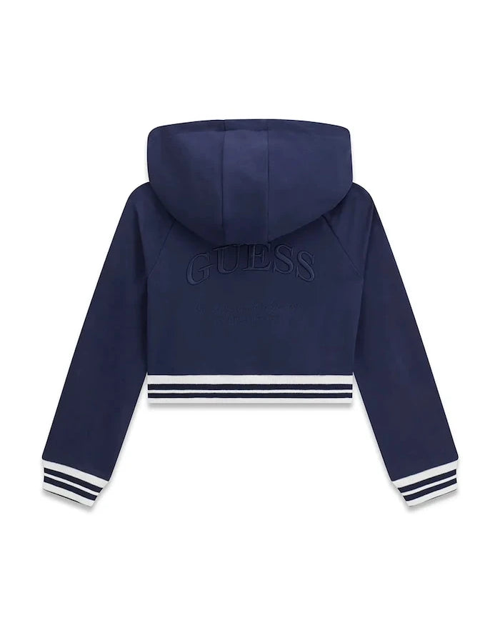 Guess çocuklar için pamuklu fermuarlı kapüşonlu sweatshirt