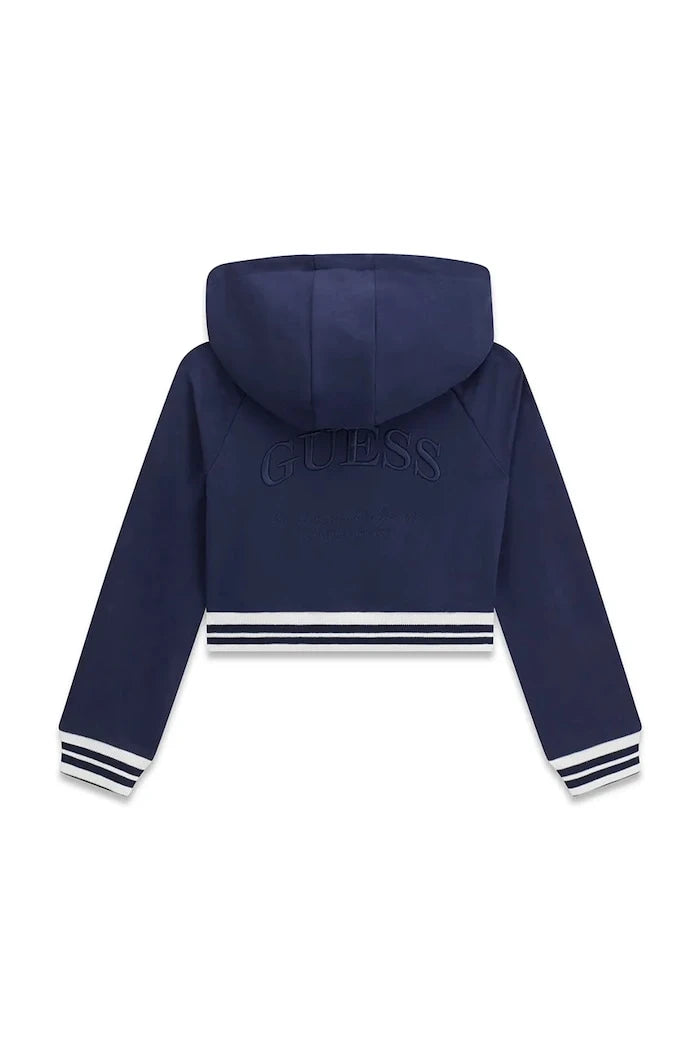 Guess çocuklar için pamuklu fermuarlı kapüşonlu sweatshirt