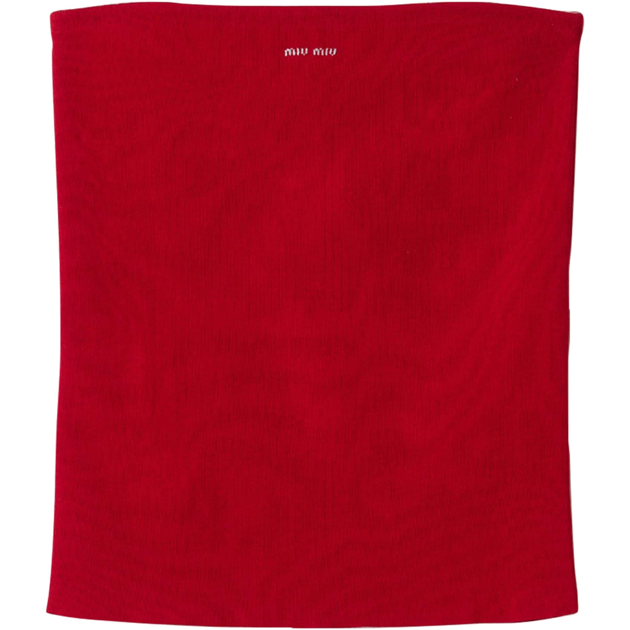 Miu Miu Red Cotton Logo Tube Top
