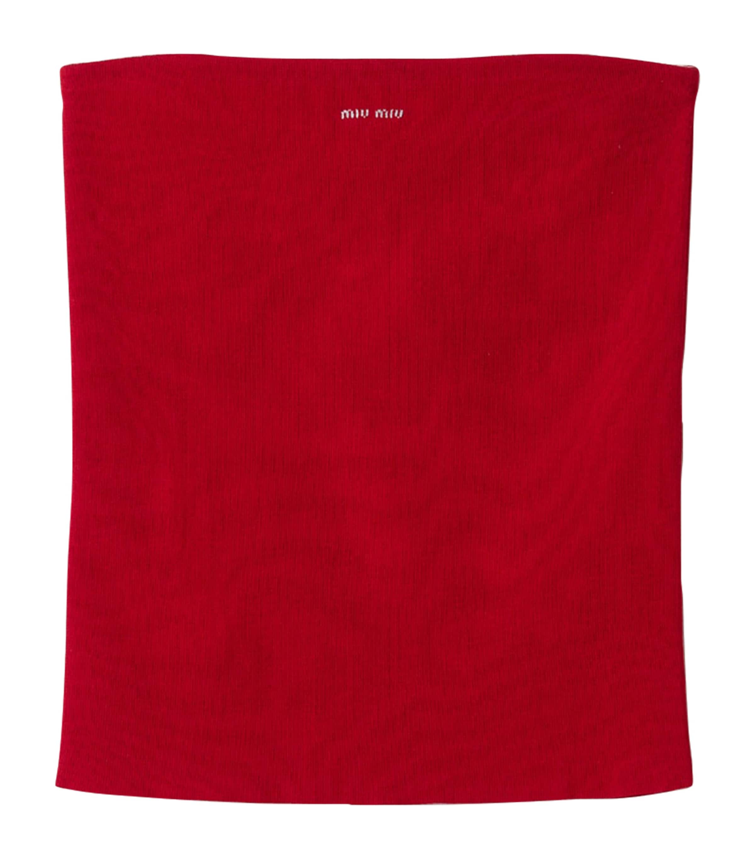 Miu Miu Red Cotton Logo Tube Top