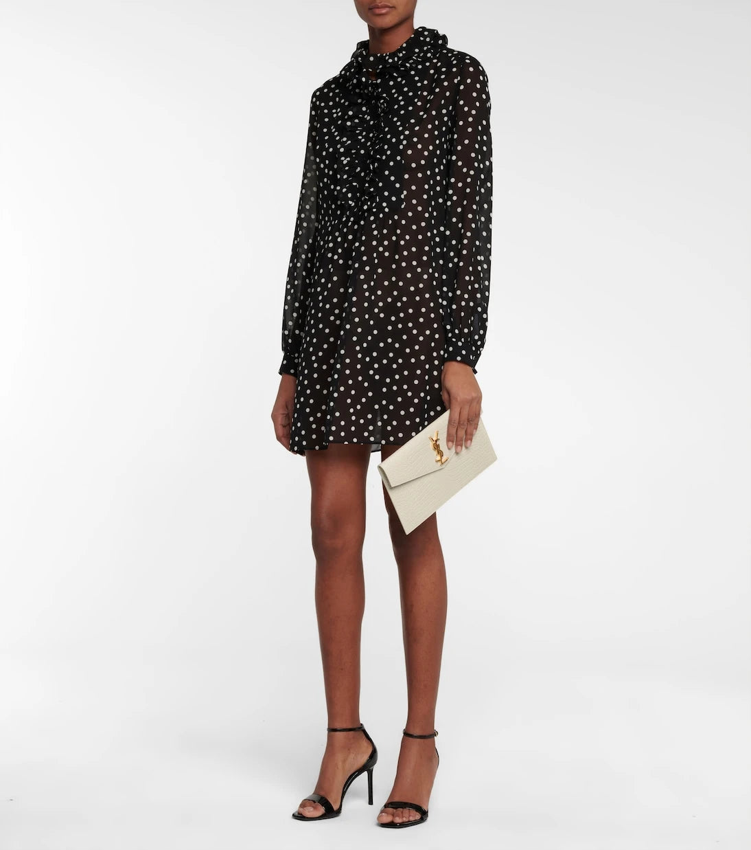 Saint Laurent - Uptown croc-effect leather clutch