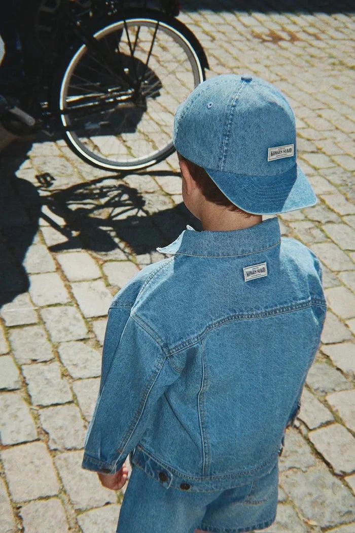Konges Sløjd denim çocuk siperlikli şapka MAGOT CAP GOTS