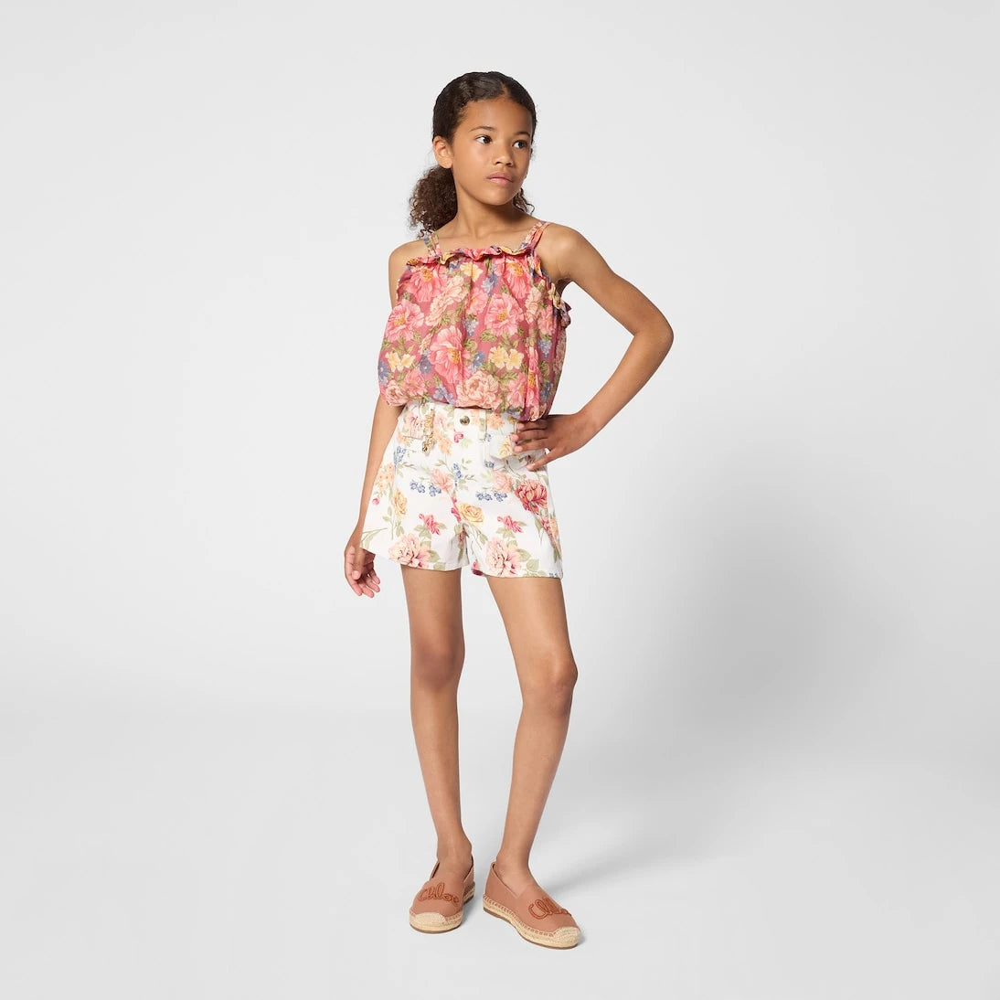 Chloé Kids - Floral cotton shorts