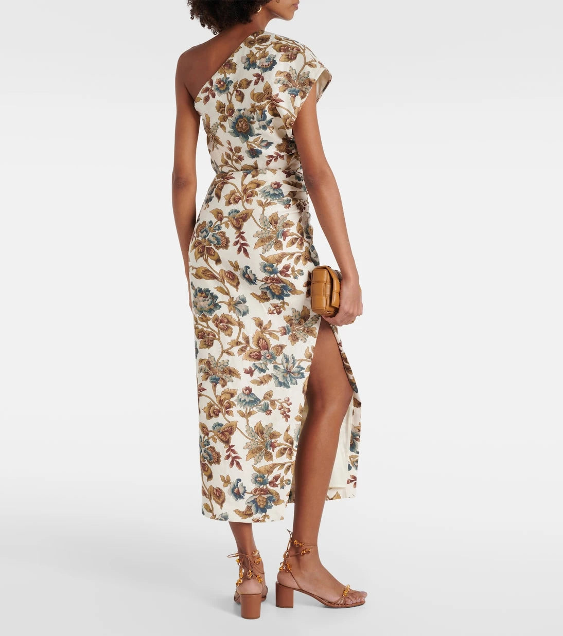 SIR - Eleanora floral one-shoulder linen crop top