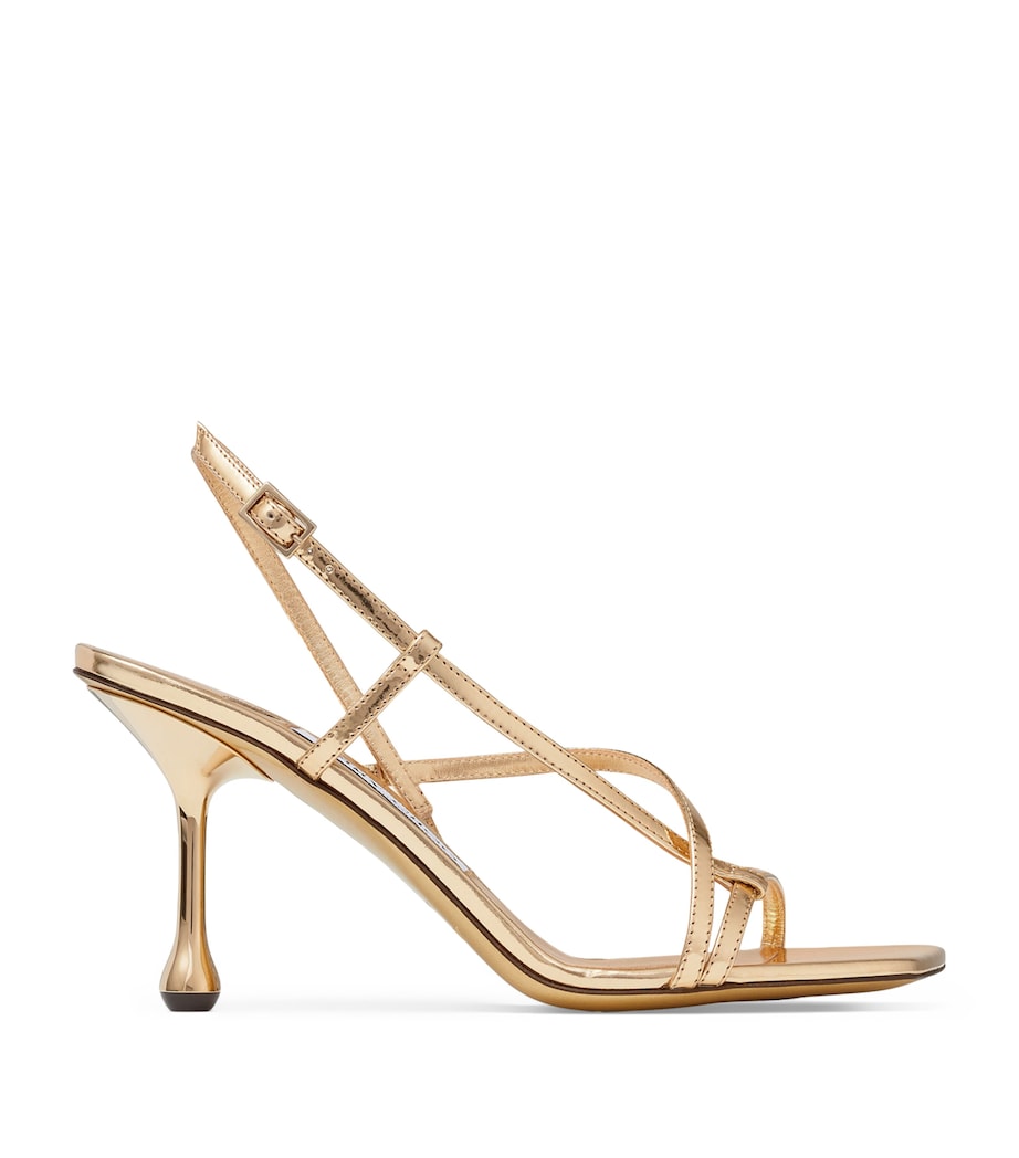 Jimmy Choo Gold Etana 80 Metallic Leather Heeled Sandals