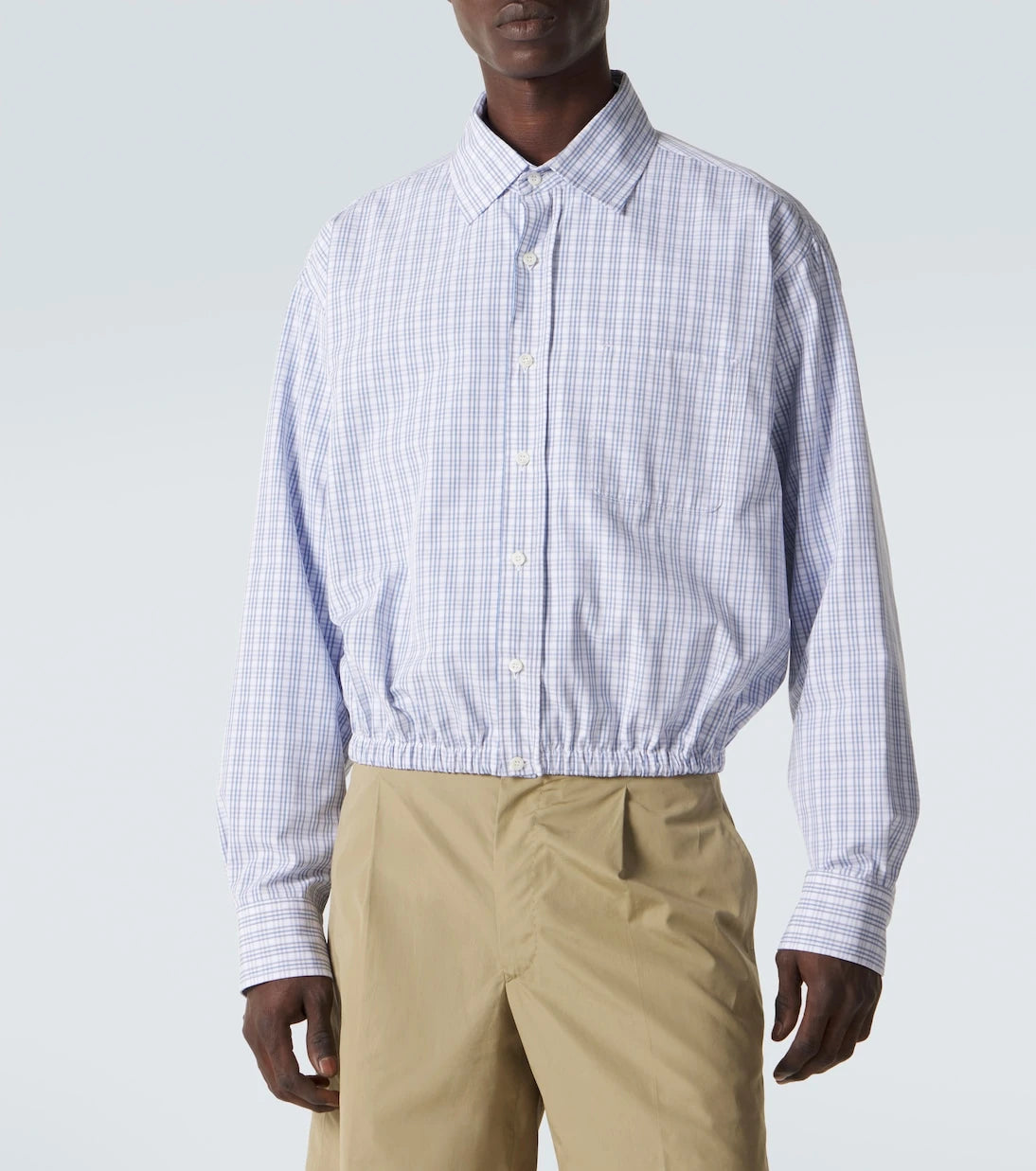 Prada - Checked gathered cotton shirt