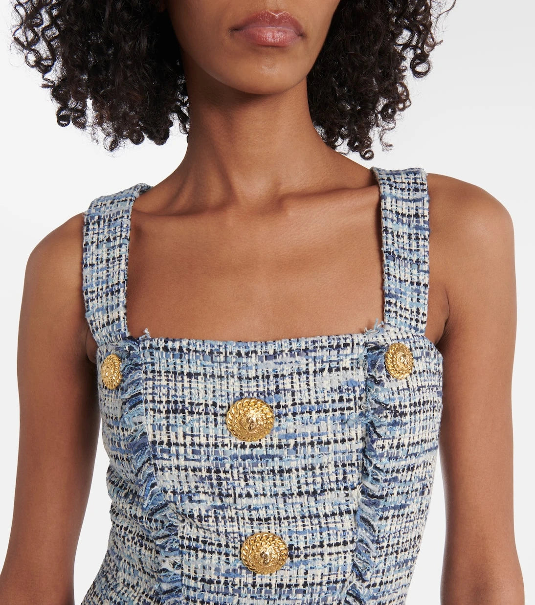 Balmain - Denim tweed minidress