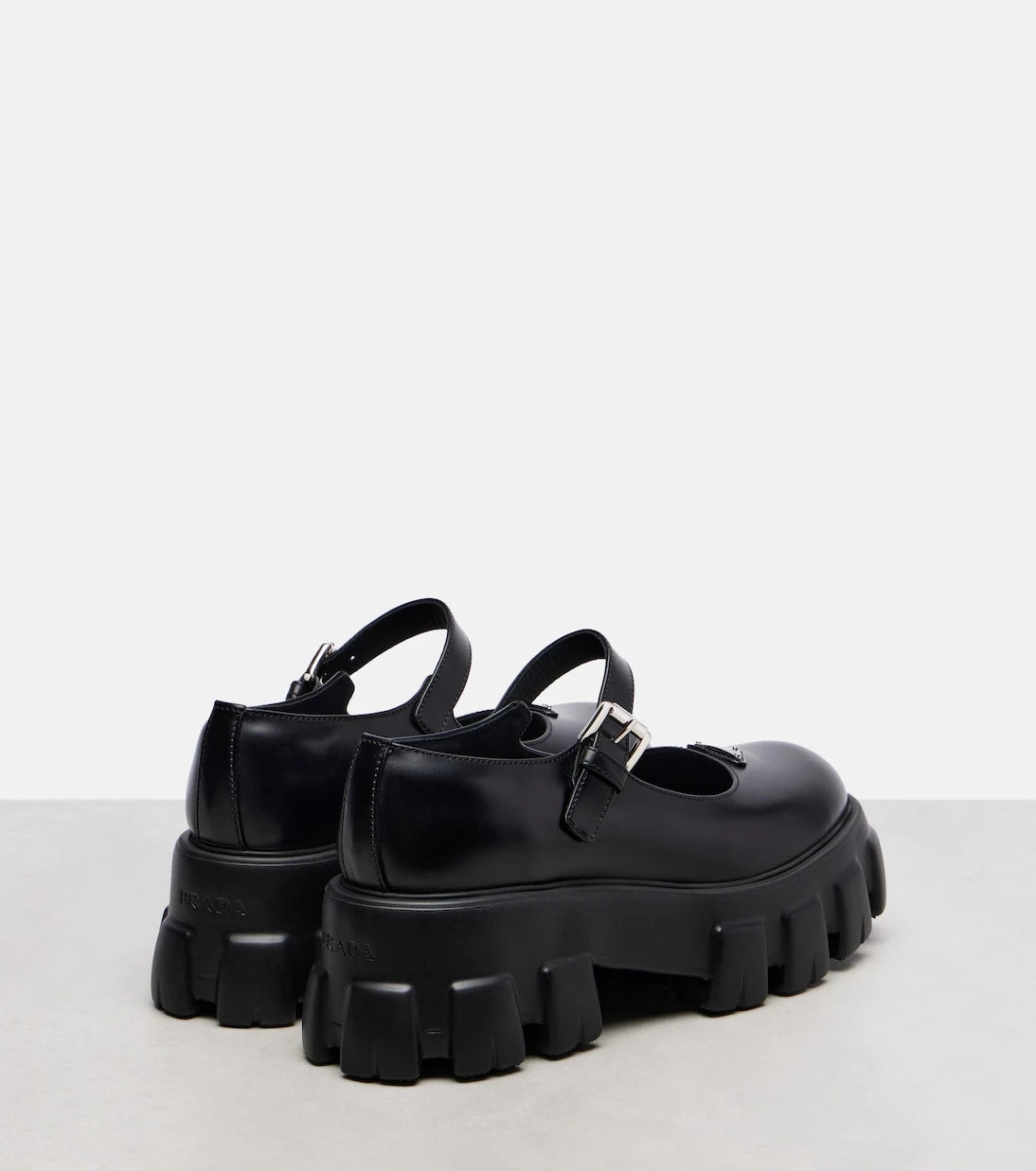 Prada - Monolith leather Mary Jane flats