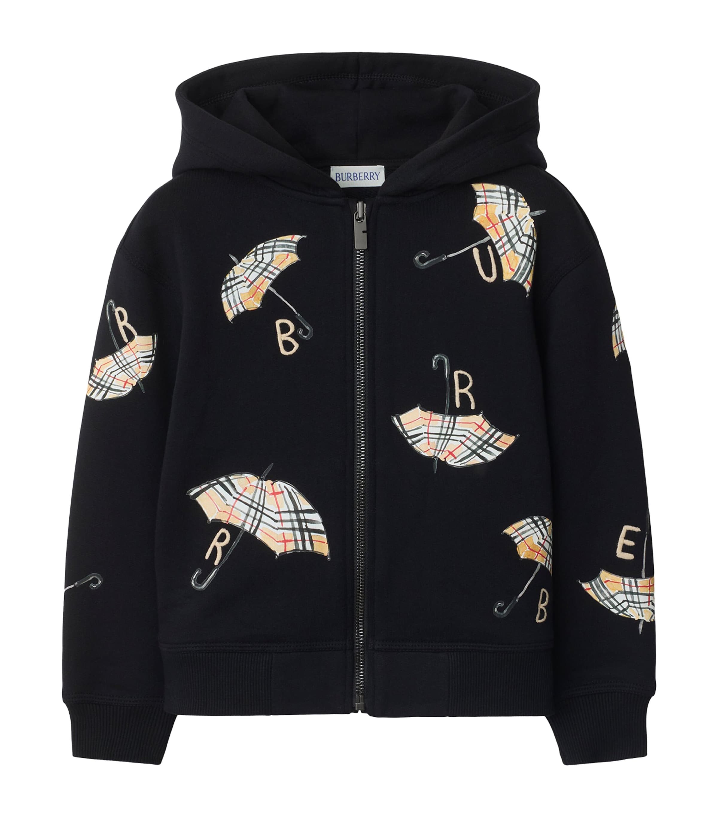 Burberry Kids Cotton Umbrella Logo Zip-Up Hoodie (3-12 Years)