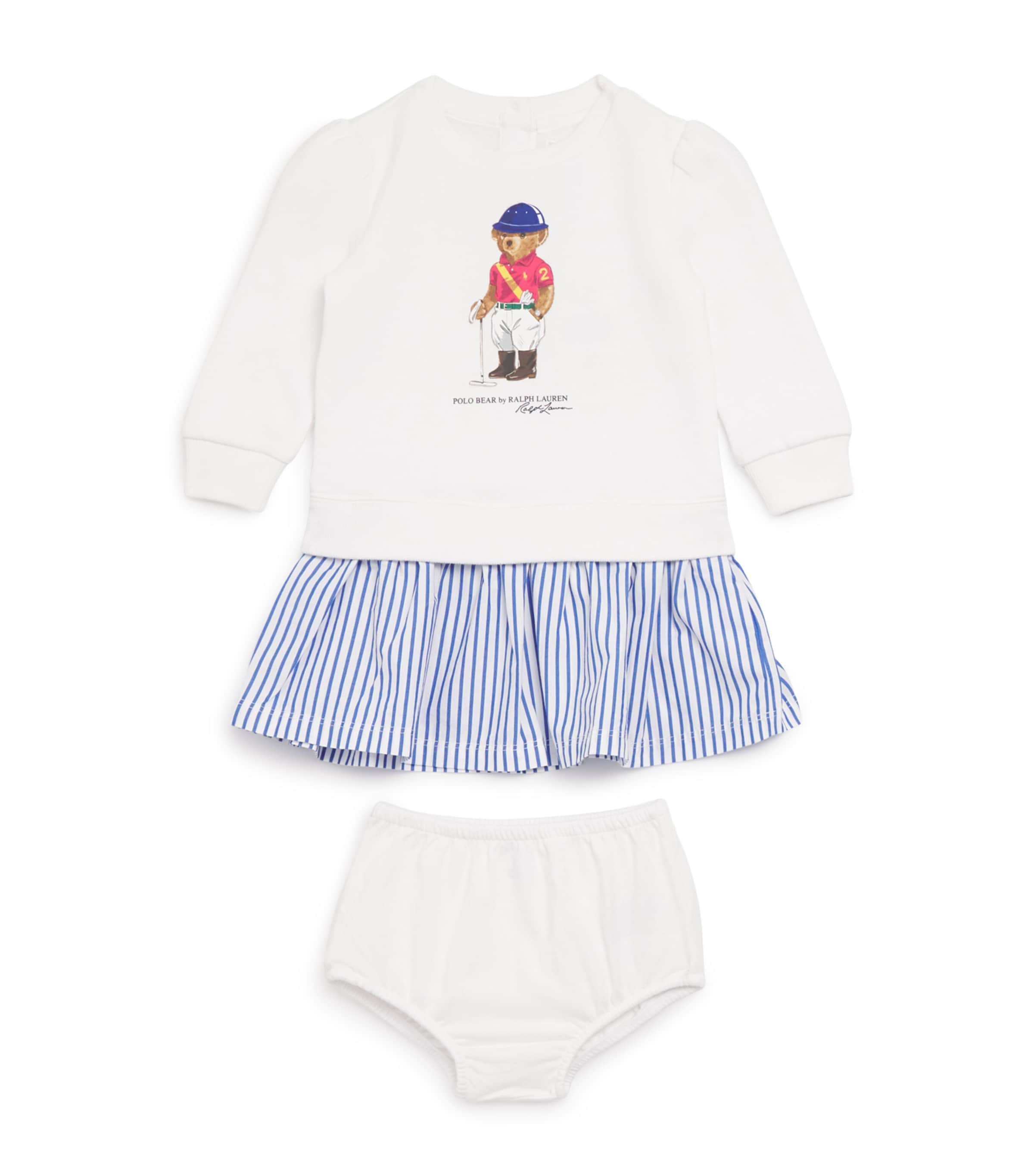 Ralph Lauren Kids Cotton-Blend Polo Bear Dress and Bloomer Set (3-24 Months)