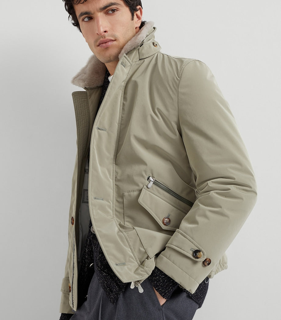 Brunello Cucinelli Brown Water-Resistant Detachable Collar Jacket