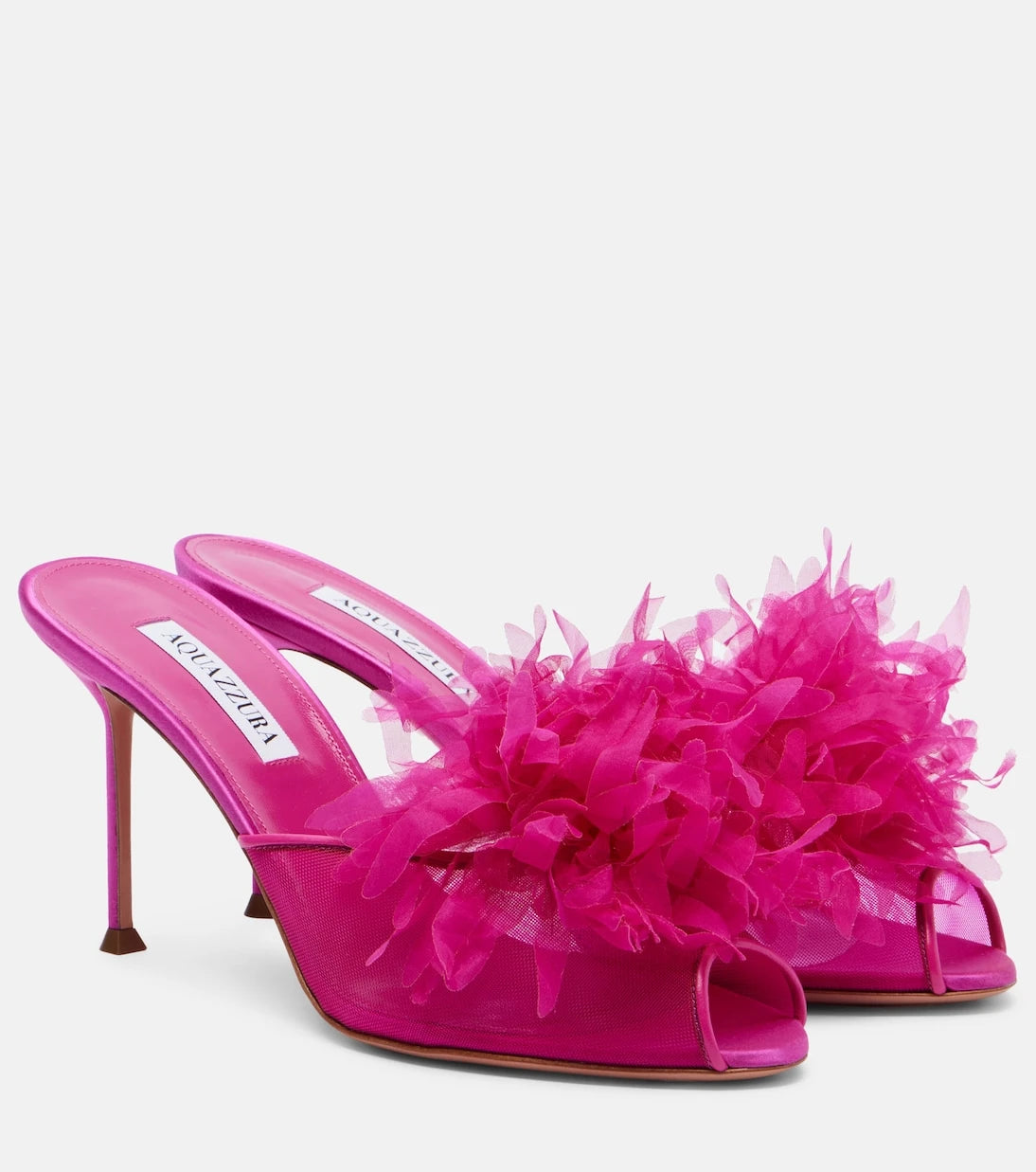 Aquazzura - Poème floral-appliqué mesh mules