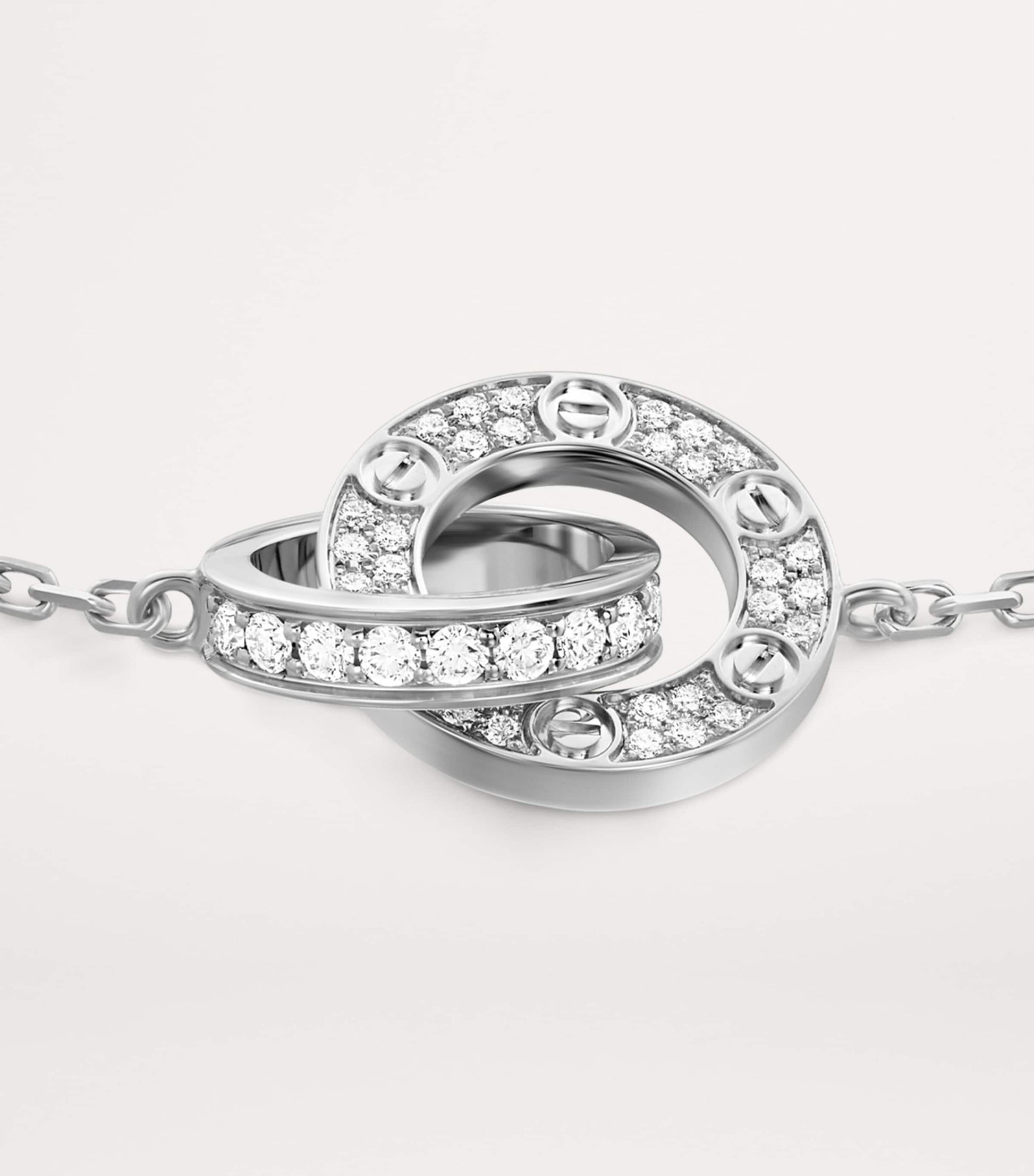 White Gold and Diamond LOVE Chain Bracelet