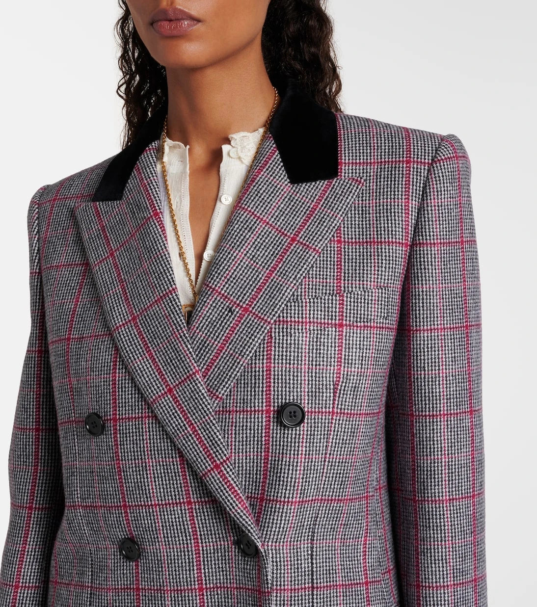 Chloé - Checked double-breasted wool jacket