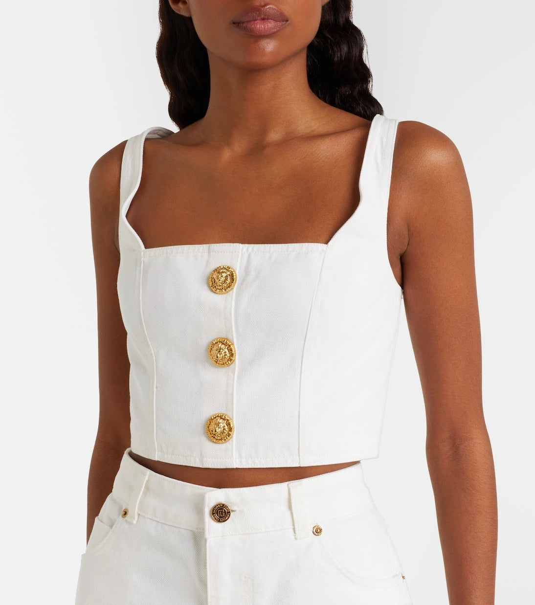 Balmain - Denim crop top