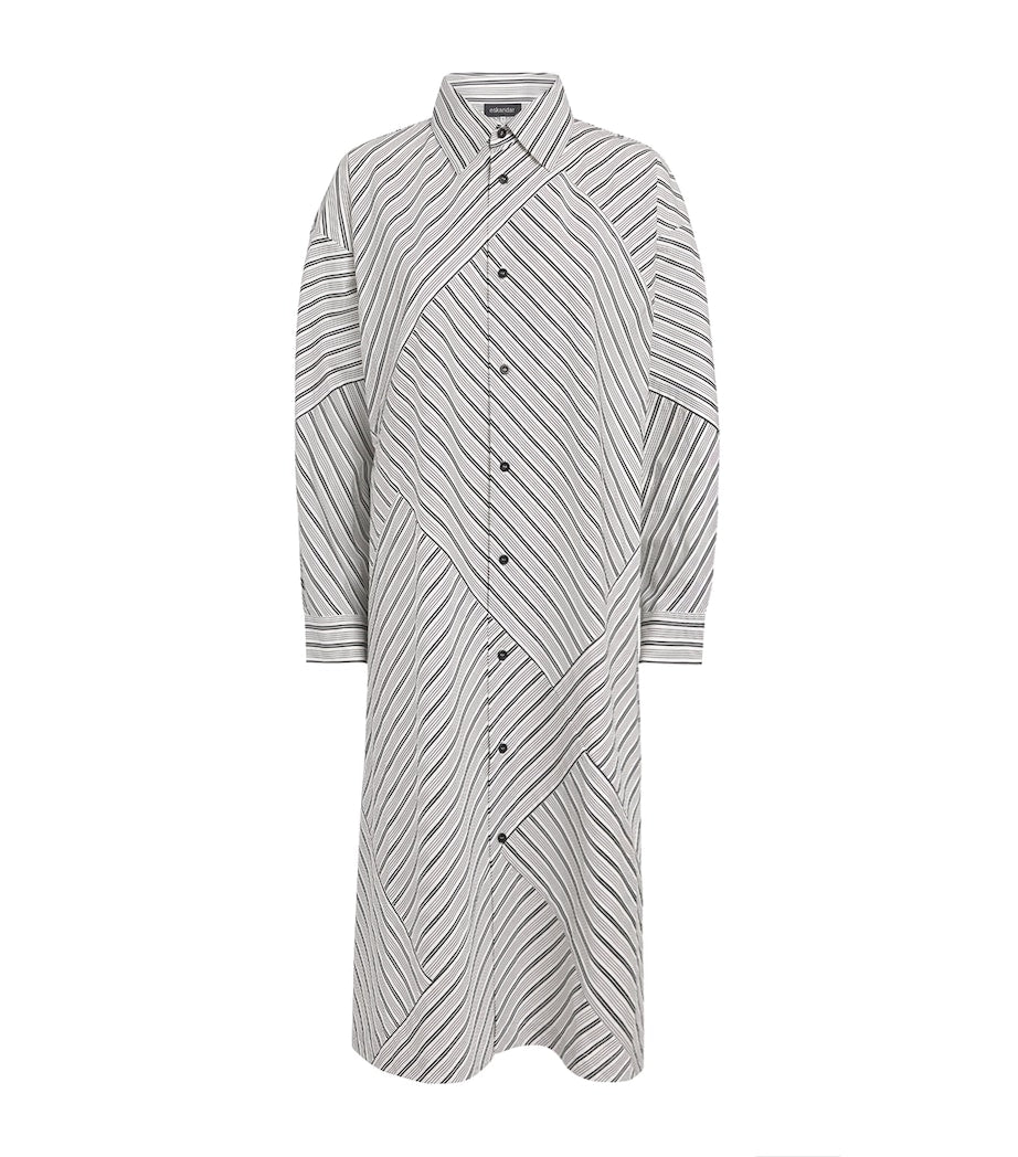 Stripe A-Line Midi Shirt Dress BLKSTRIPE