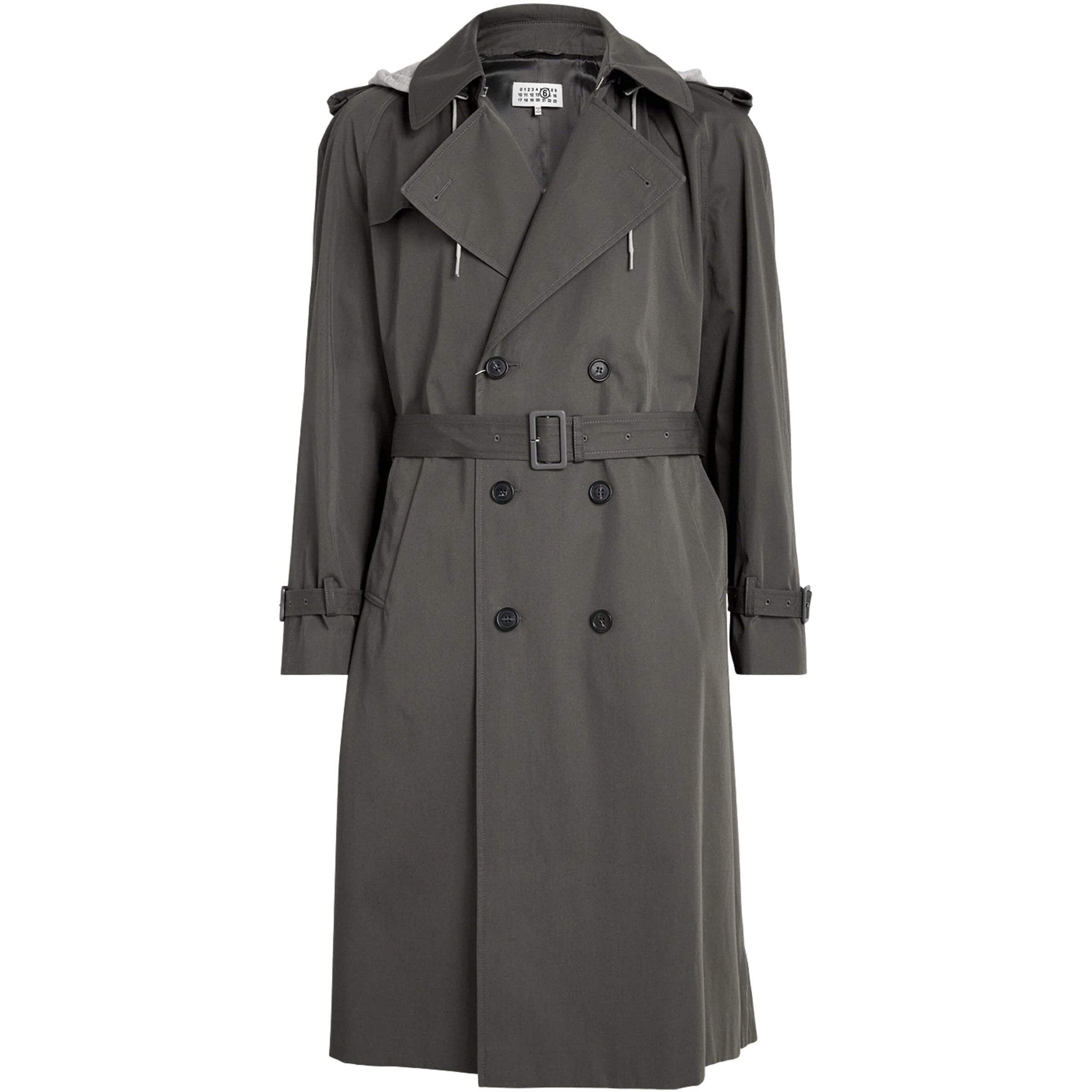 MM6 Maison Margiela Grey Cotton Hood-Detail Trench Coat