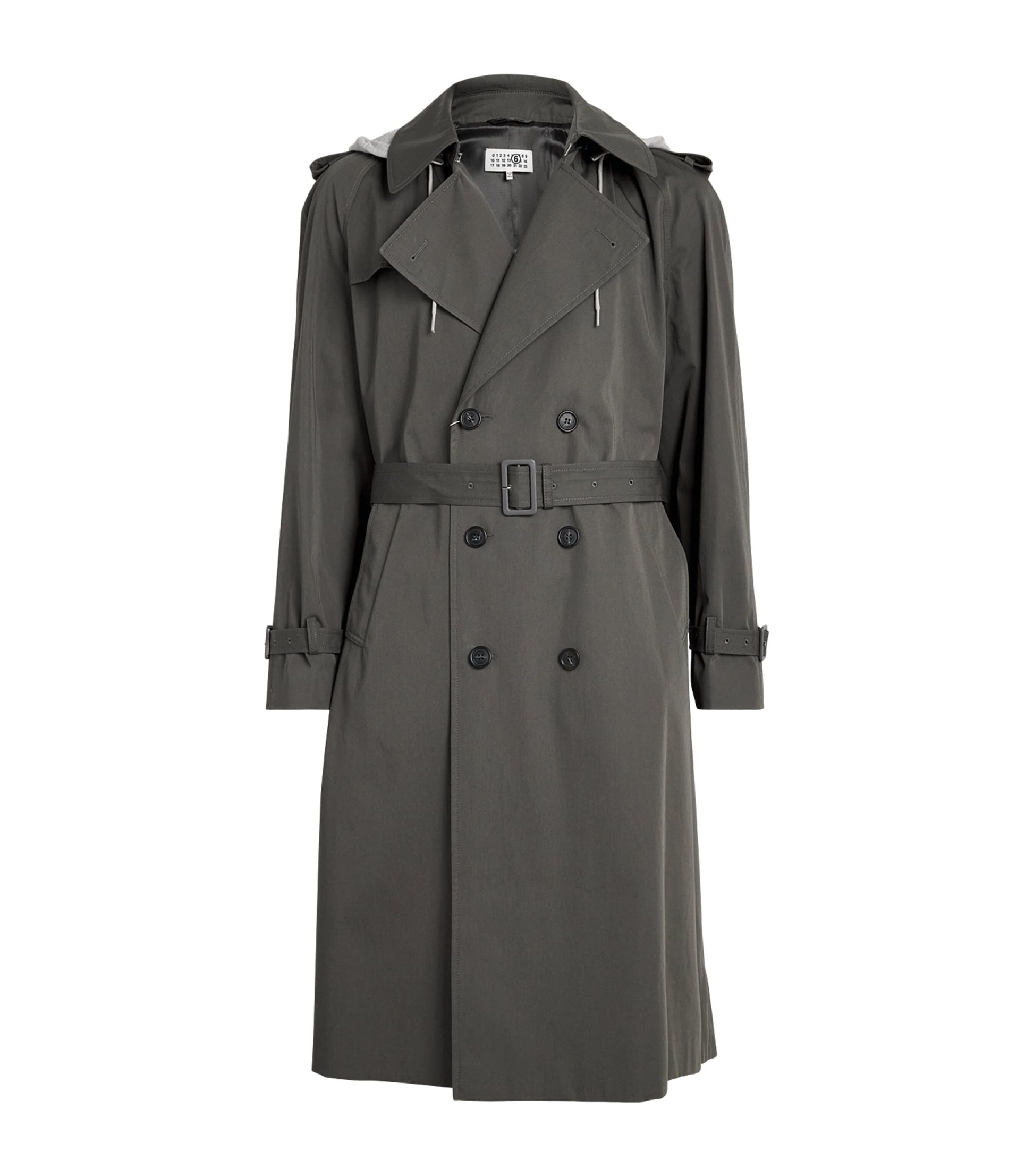 MM6 Maison Margiela Grey Cotton Hood-Detail Trench Coat