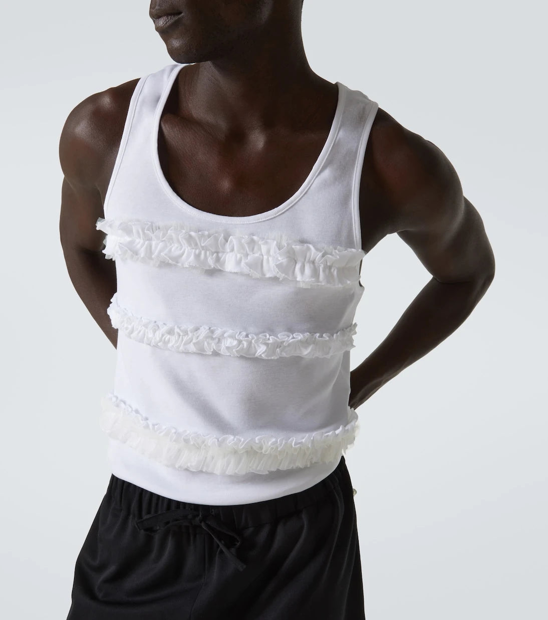 Simone Rocha - Ruffled cotton jersey tank top