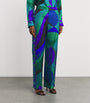 Multi Silk Straight Trousers